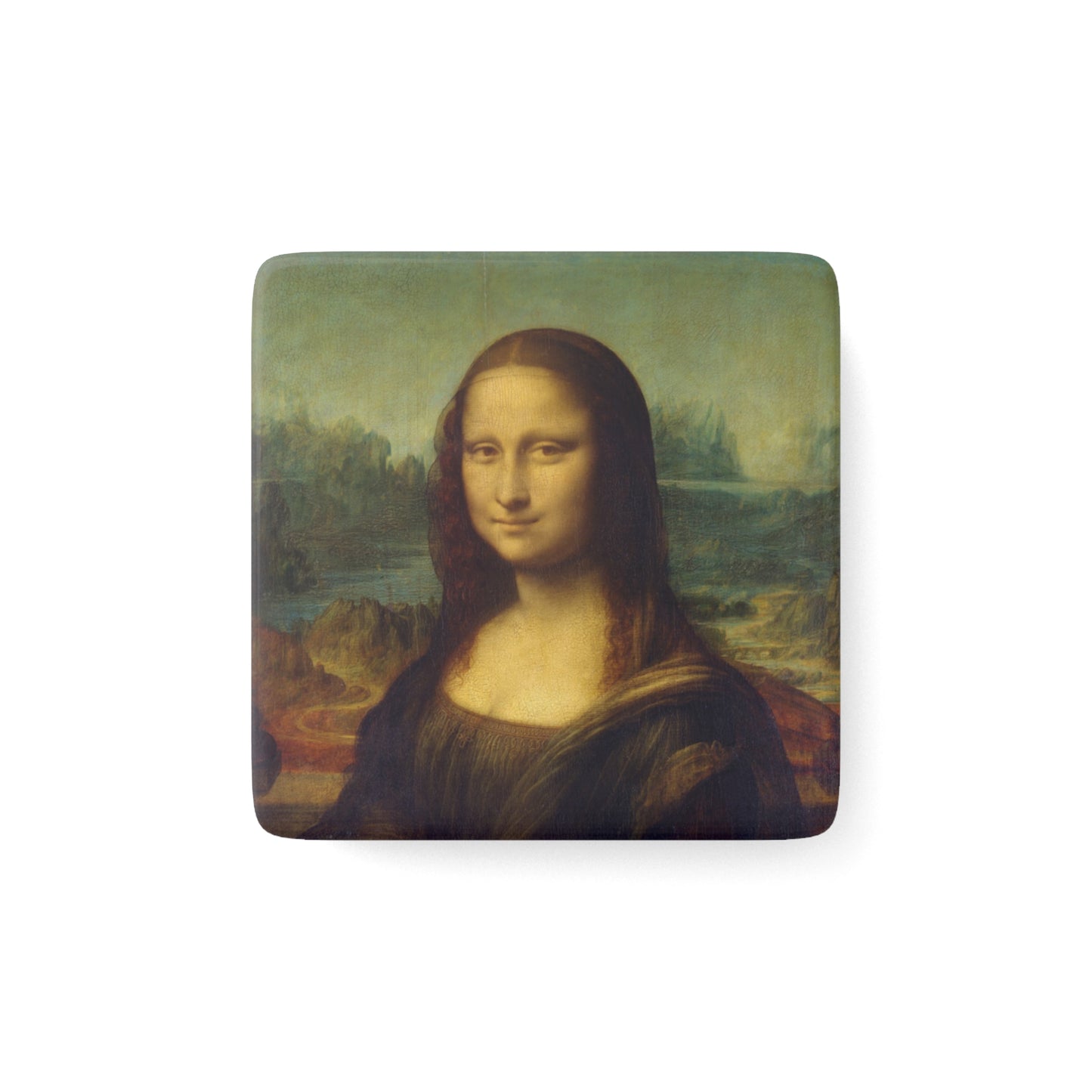 Porcelain Magnet, Mona Lisa Art Lovers Gift, Unique Refrigerator Square Magnet, Da Vinci Stocking Stuffer, Artistic Kitchen Decor