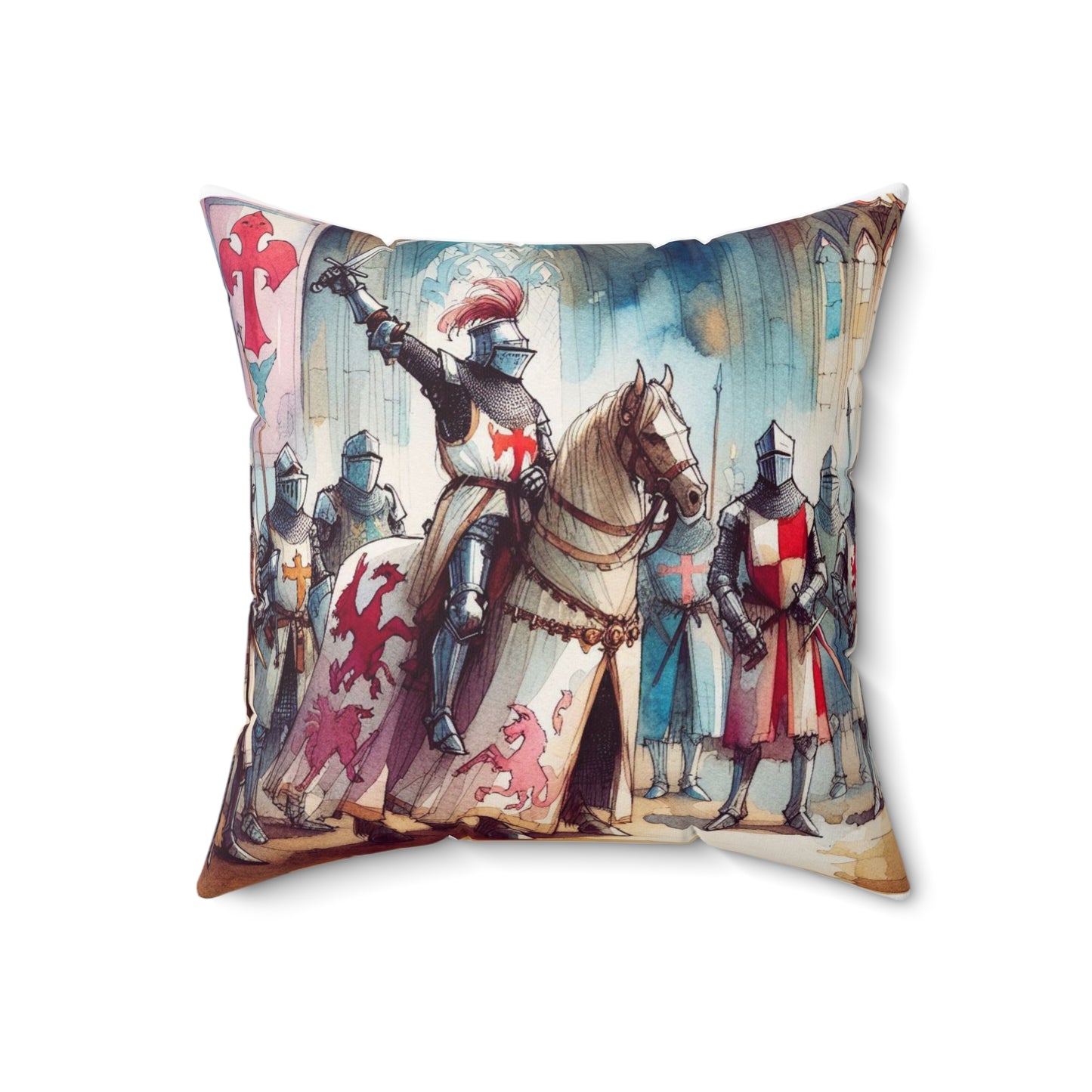 Knights of the Round Table, King Arthur, Camelot, Cushion, Decor, Library, Book Nook, Square Pillow, Gift