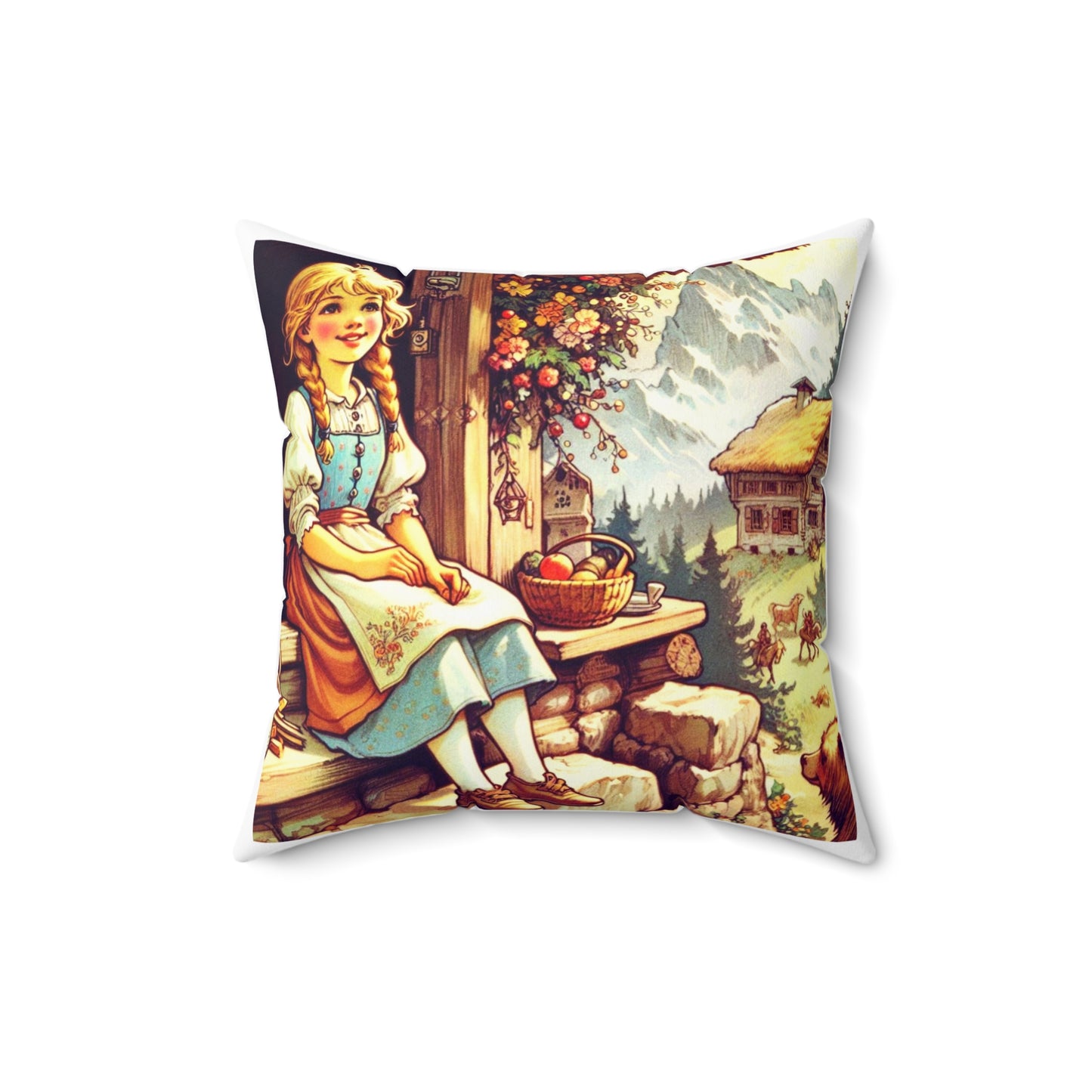 Heidi, Joanna Spyri, Literary Square Pillow, Book Nook, Library Gift