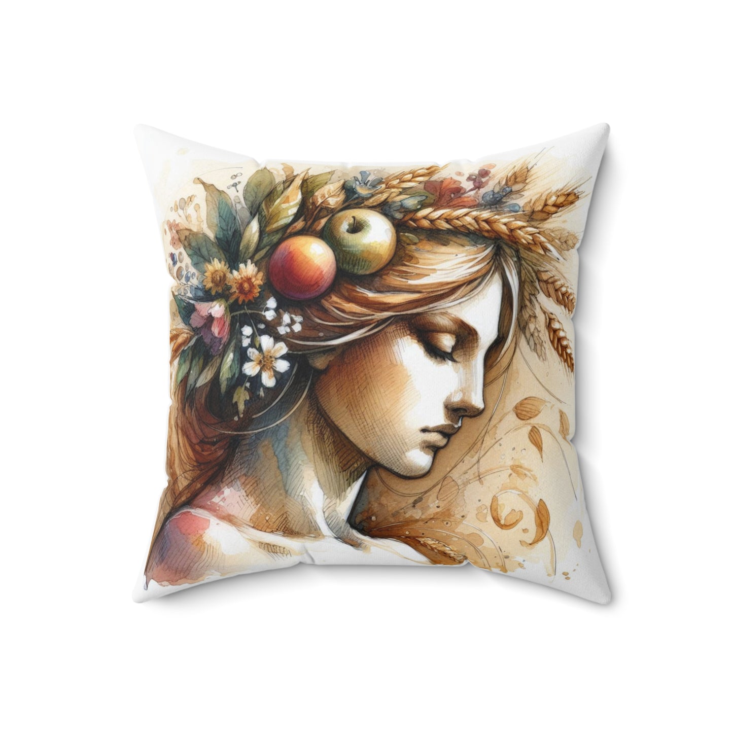 Greek Goddess Demeter Pillow, Olympian Mythology Gift, Cushion, Classical Education Gift, Spun Polyester Square Pillow, Home Decor,
