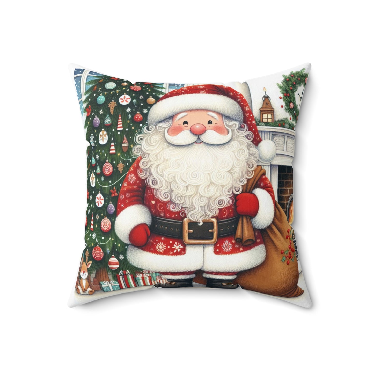 Santa Claus Holiday Decor Cushion - Square Pillow, St Nickolas Twas the Night Before Christmas, Festive Throw Pillow, Cushion Gift