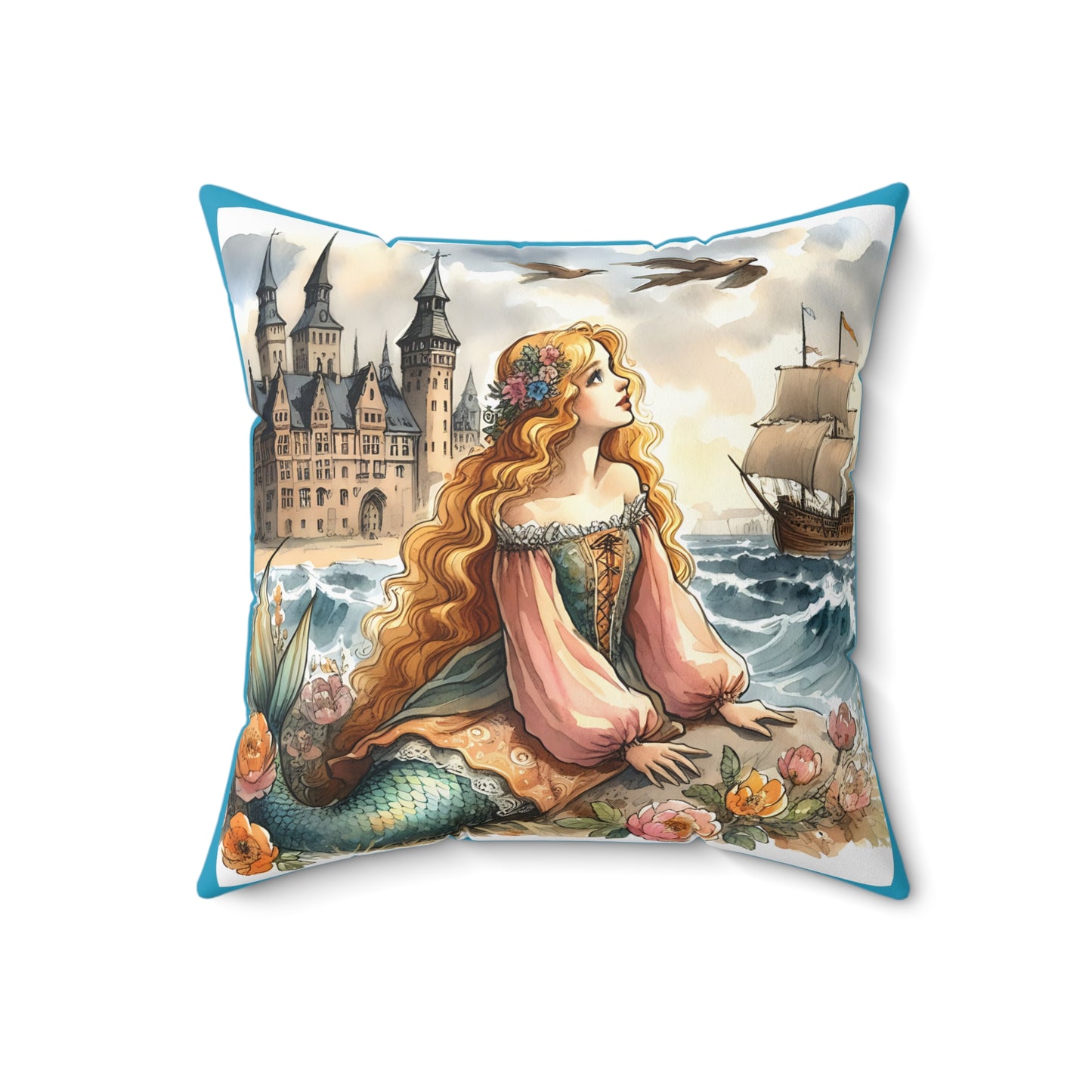 Little Mermaid, Hans Christian Anderson, Square Pillow, Literary Pillow, Library, Book Nook, Reading Corner, Classroom, Teacher, Fairytale