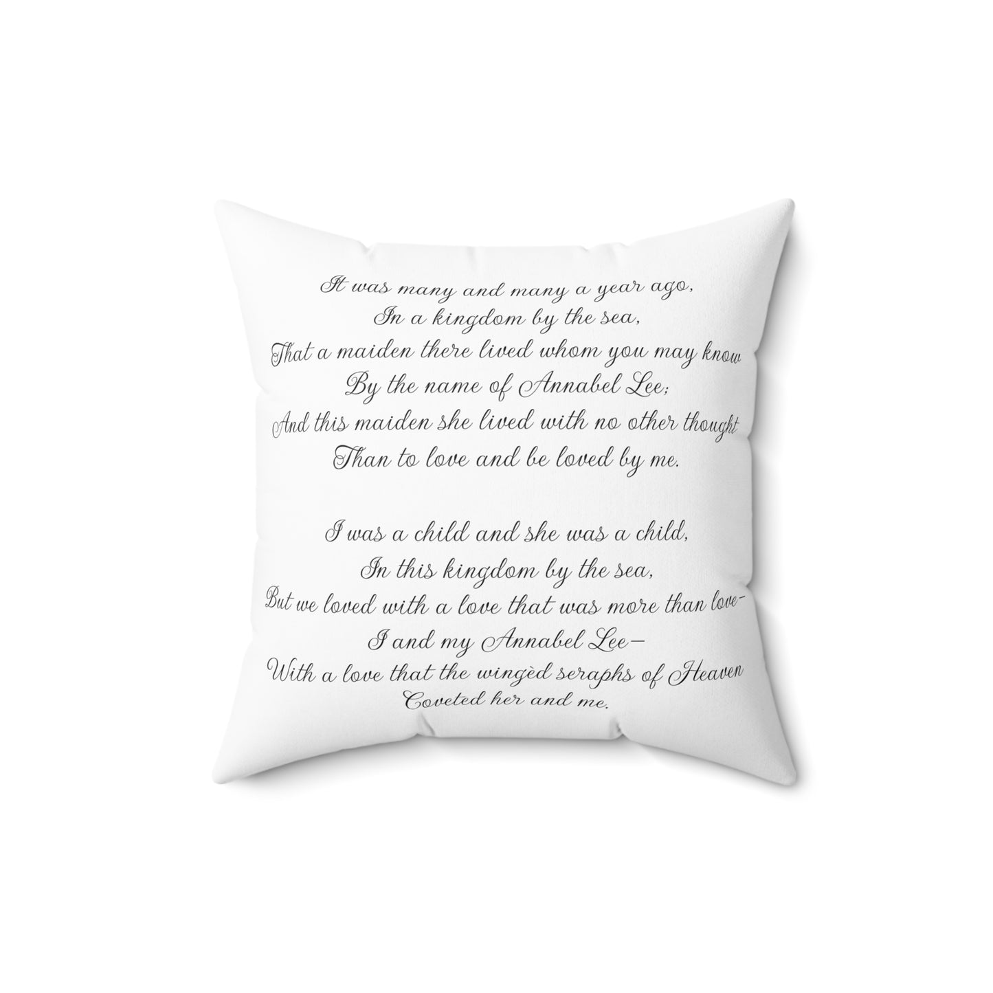 Literary Cushion, Edgar Allan Poe Pillow, Annabel Lee Poetry Gift, Book Nook Decor, Library Throw Pillow, Spun Polyester Square Cushion