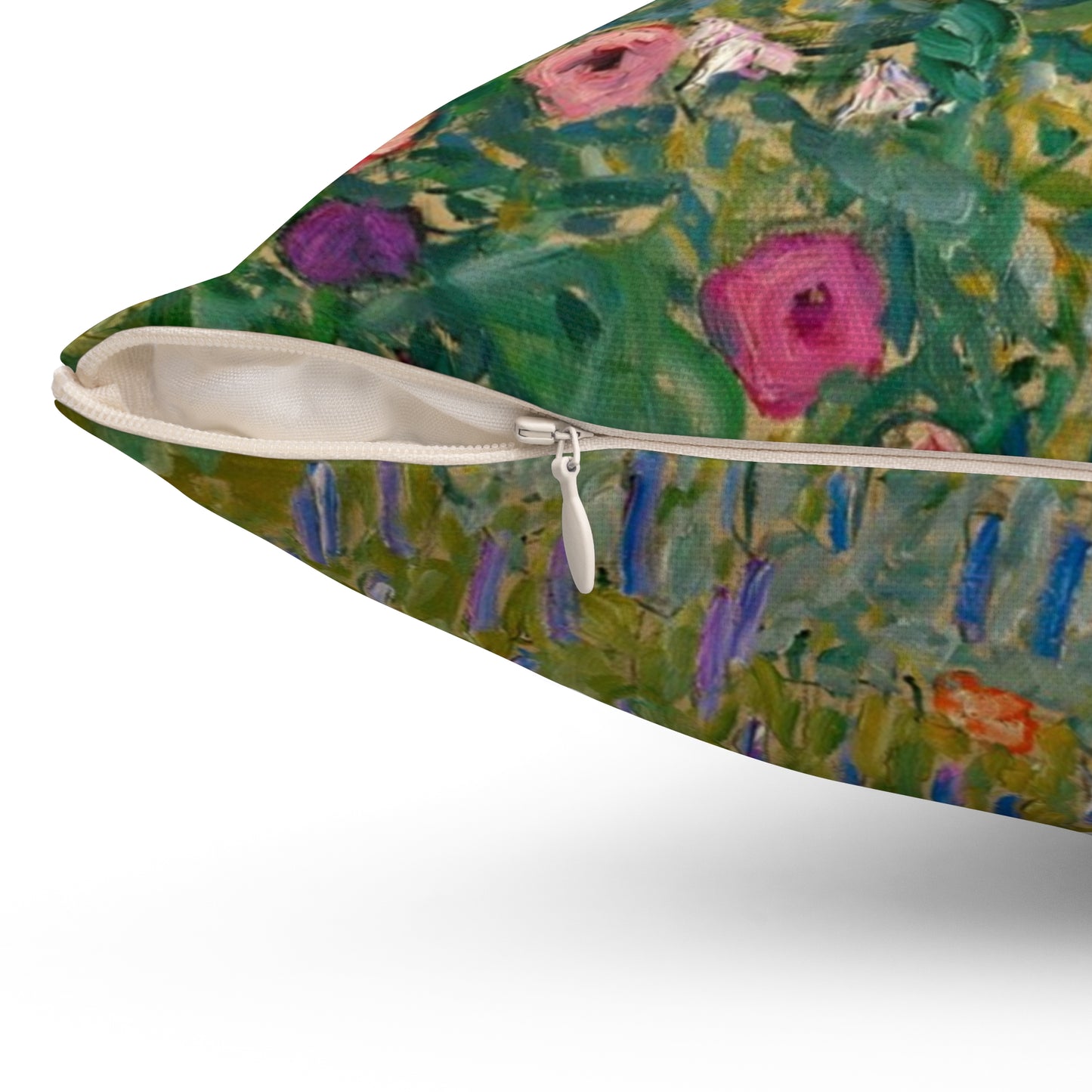 Gustav Klimt, Italian Garden, Roses,  Square Pillow, Art, Artist, Painting, Museum, Gift