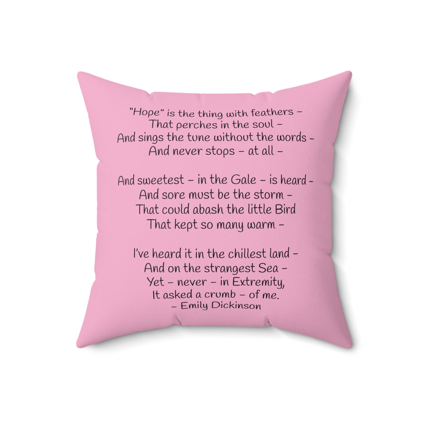 Poetry Pillow, Emily Dickinson Inspired, Hope is a Thing with Feathers, Whimsical Decor, Kids Room Accessories, Book Lover Gift, Library