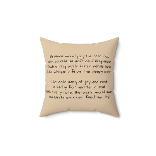 Brahms Cello Music Library Square Pillow - Classical Music Home Decor, Teacher Gift, Kids Room Decoration, Gift for Music Lover, Classroom.