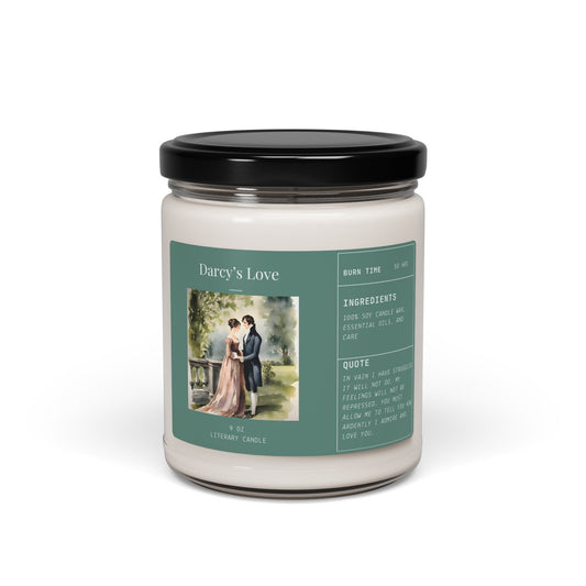 Pride and Prejudice, Darcy's Love, Jane Austen, Scented Soy Candle, 9oz - Literary Candle
