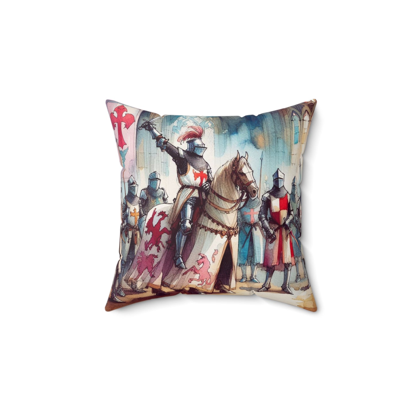 Knights of the Round Table, King Arthur, Camelot, Cushion, Decor, Library, Book Nook, Square Pillow, Gift