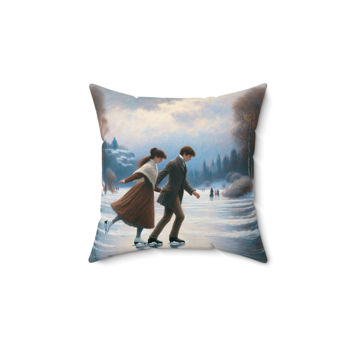 Little Women Literary Square Pillow, Louisa May Alcott Jo Laurie Ice Skating Winter Holiday Cushion, Book Lover Gift, Home