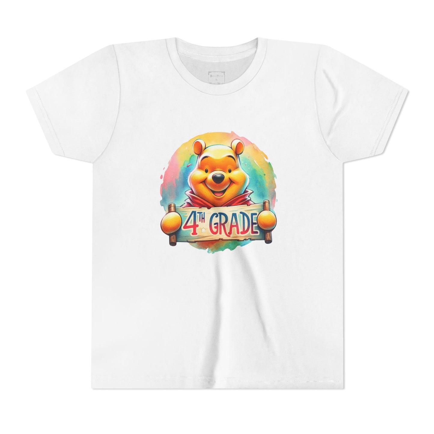 Colorful Winnie the Pooh 4th Grade Short Sleeve Tee for Kids | Back to School Shirt | End of Year Gift | Student Apparel | Fun Kids Clothing