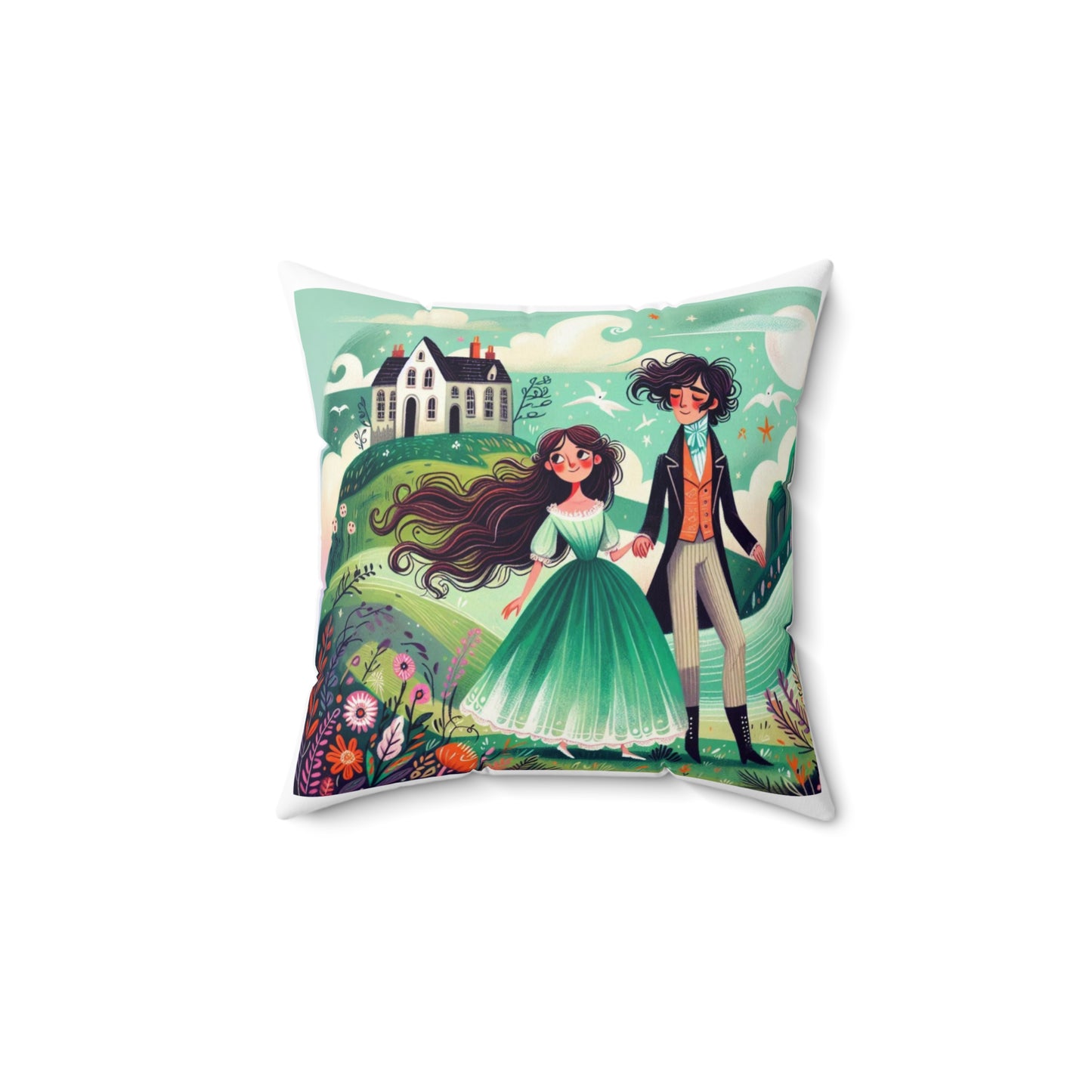 Gothic Couple Series, Wuthering Heights, Heathcliff and Cathy, Charlotte Bronte, Literary Pillow, Square Pillow, Book Nook, Library, Decor