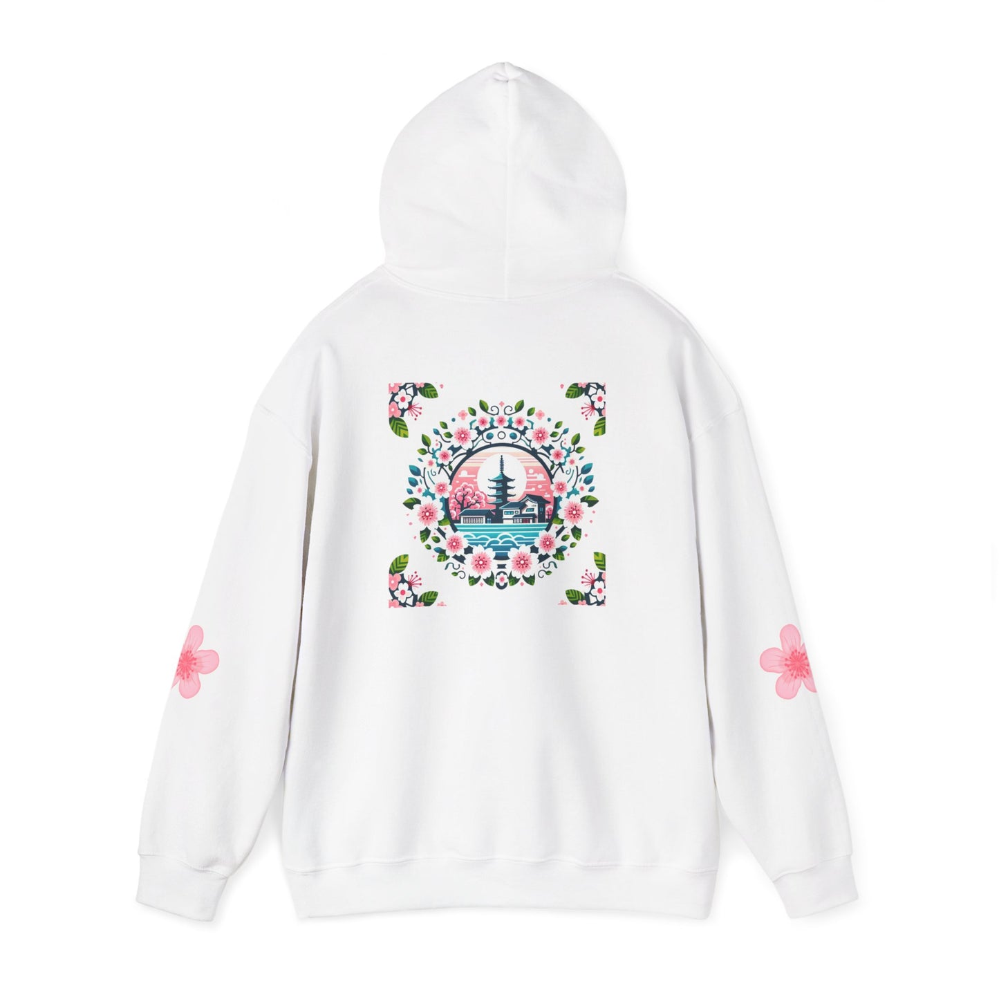 Sakura Cherry Blossom Japan Spring Hooded Sweatshirt - Asian Design Clothing, Unisex Hoodie for Nature Lovers, Japanese Flower Pullover,