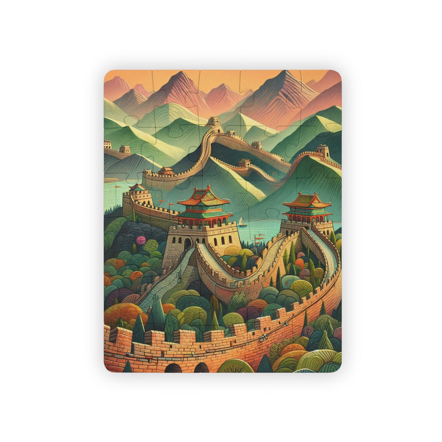 Kids' Puzzle, 30-Piece - Great Wall of China Educational Game for Geography Enthusiasts, Seven Wonders of the World Jigsaw Toy, Fun Learning