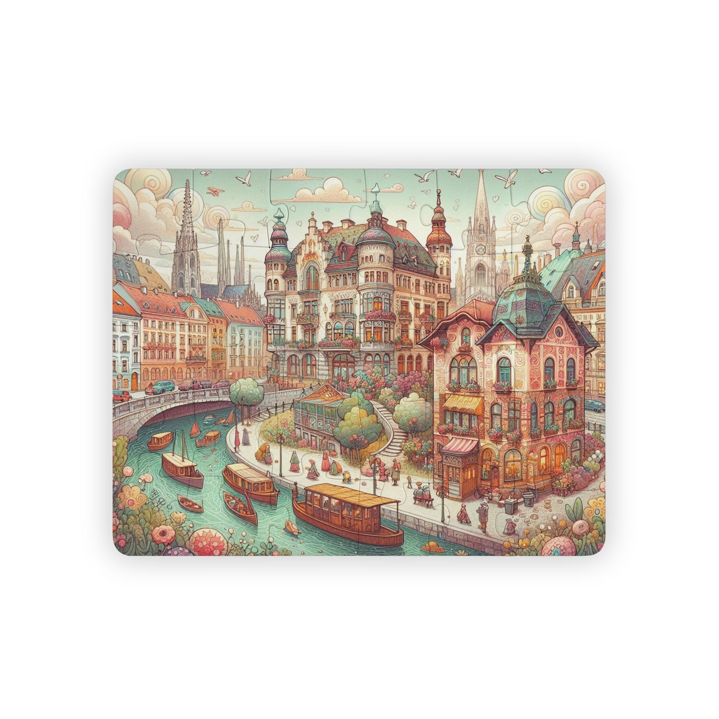 Kids' Puzzle, Austria Vienna Educational Geography Gift Game 30-Piece, Children's Jigsaw Toy, Travel Theme Activity Set, Learning Tool