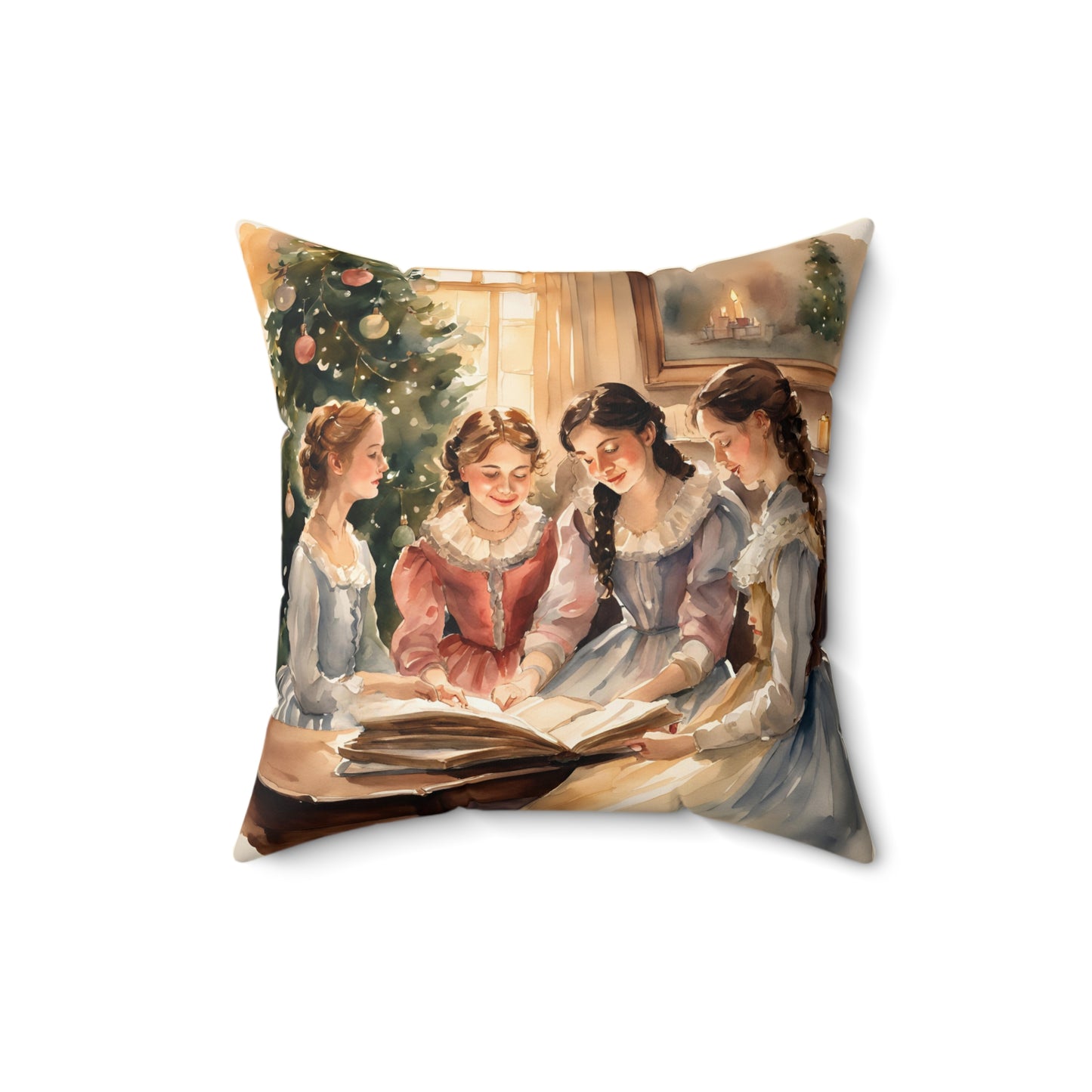 Little Women, Louisa May Alcott, Christmas, Holiday, Gift, Literary Pillow, Square Pillow