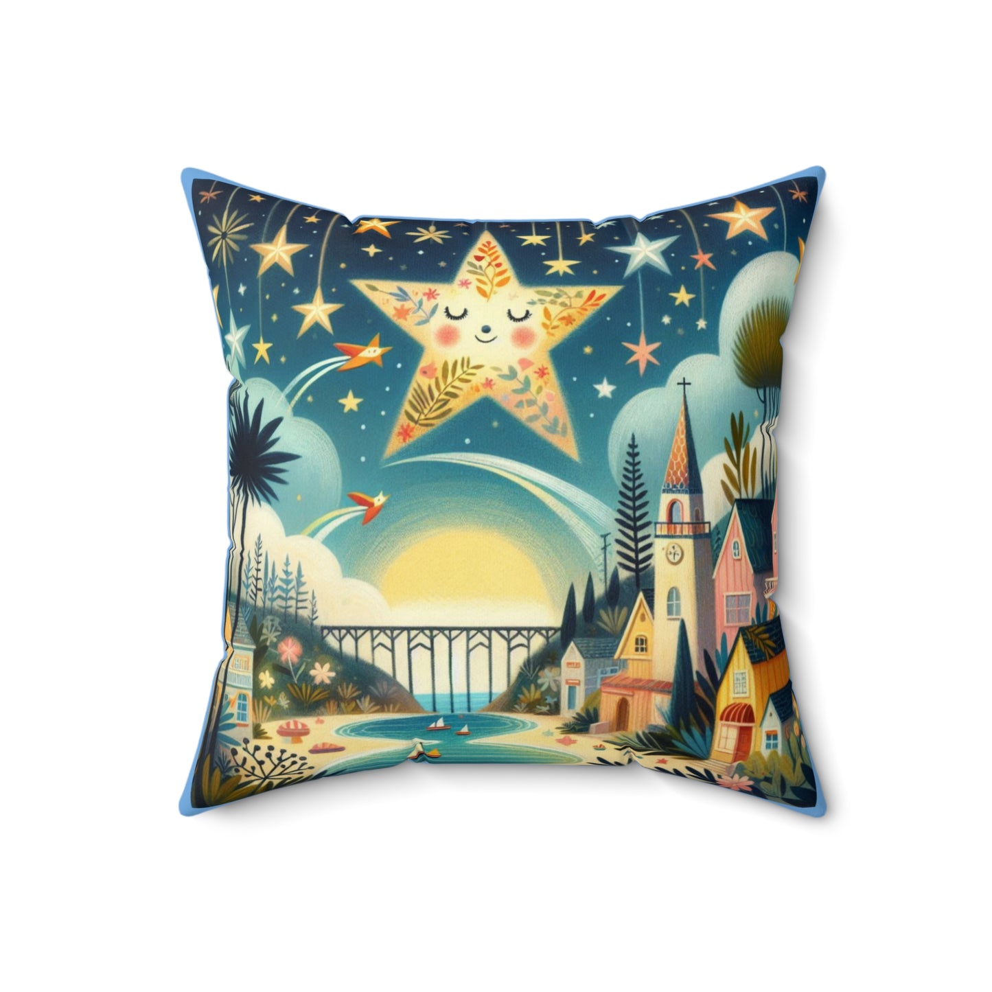 Laguna Beach, California, Twinkle Twinkle Little Star, Nursery Rhyme, Square Pillow, Library, Book Nook, Reading Corner, Decor Square Pillow