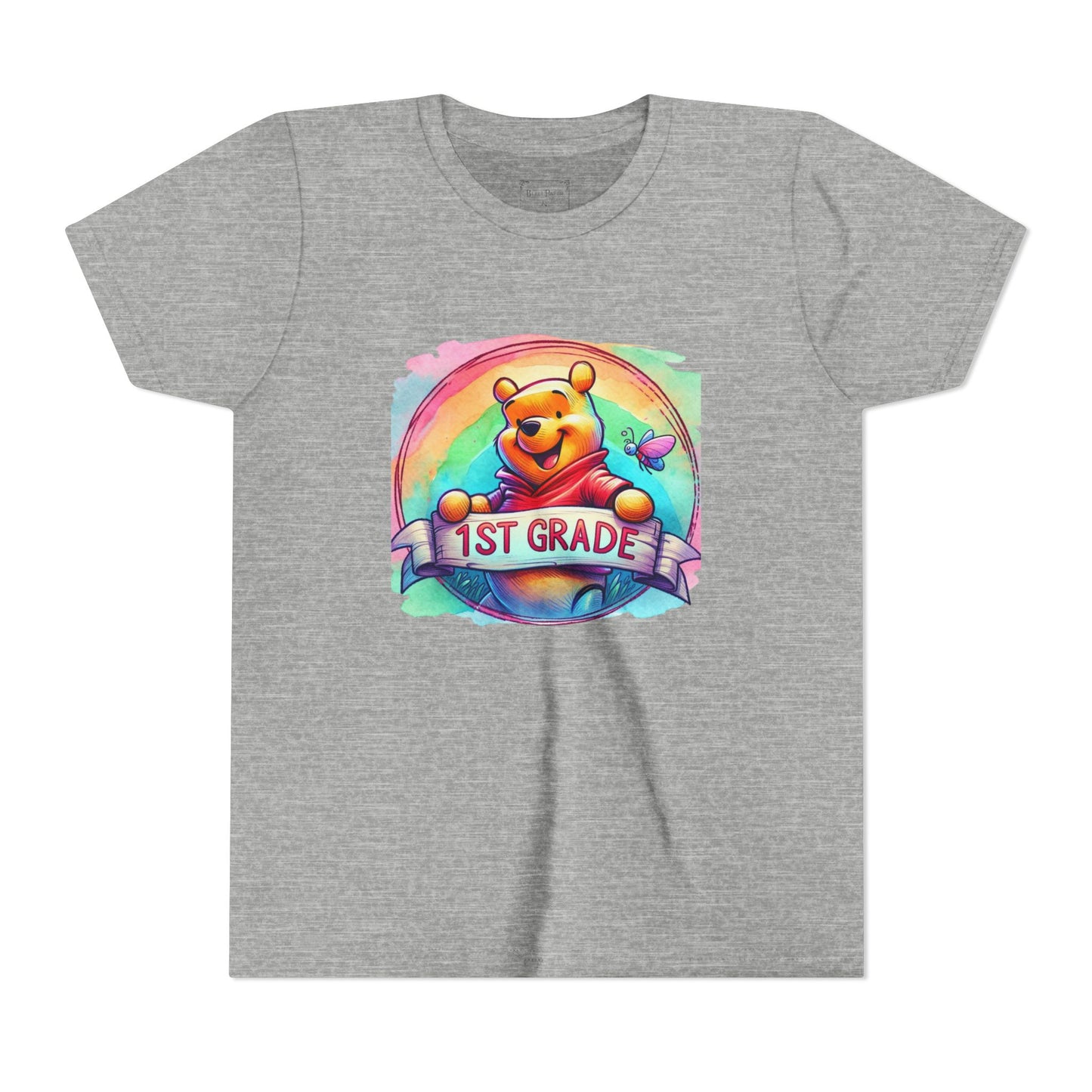 1st Grade Rainbow Winnie the Pooh Bear Youth Tee, Cute Kids Shirt, Back to School Apparel, Birthday Gift, Fun Summer Wear, Classroom Tee,