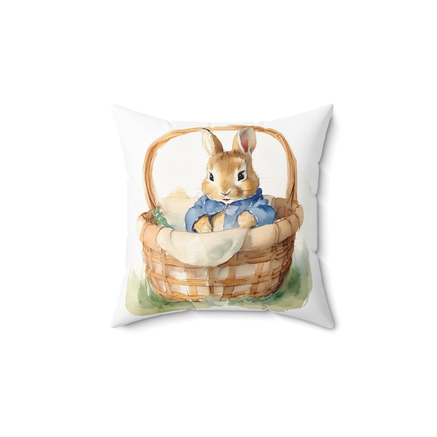 Peter Rabbit Nursery Pillow, Beatrix Potter Inspired Baby Shower Cushion for Boys, Square Bedding Decor, Gift Idea