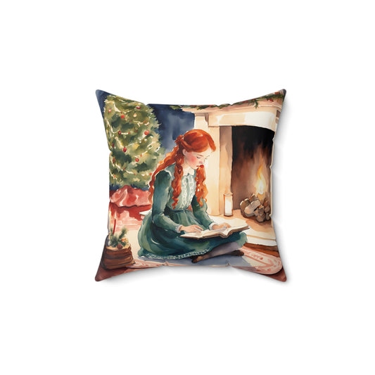 Literary Christmas Pillow - Anne of Green Gables, Holiday Winter Cushion, Book Nook Library Gift, Lucy Maud Montgomery Decor, Quote