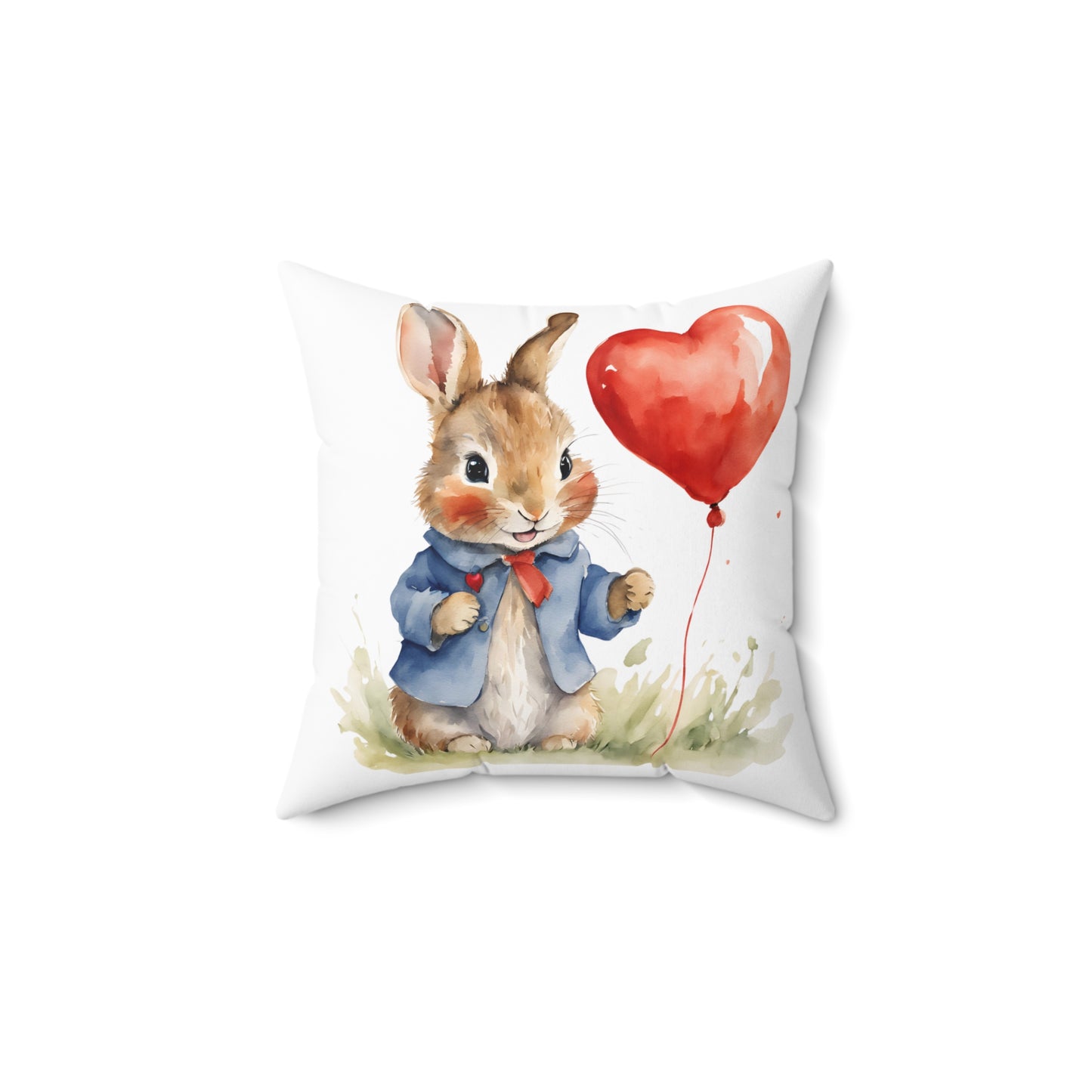 Peter Rabbit Love Valentine's Day Square Pillow, Beatrix Potter Nursery Decor Cushion, Library, Book Nook, Pillow