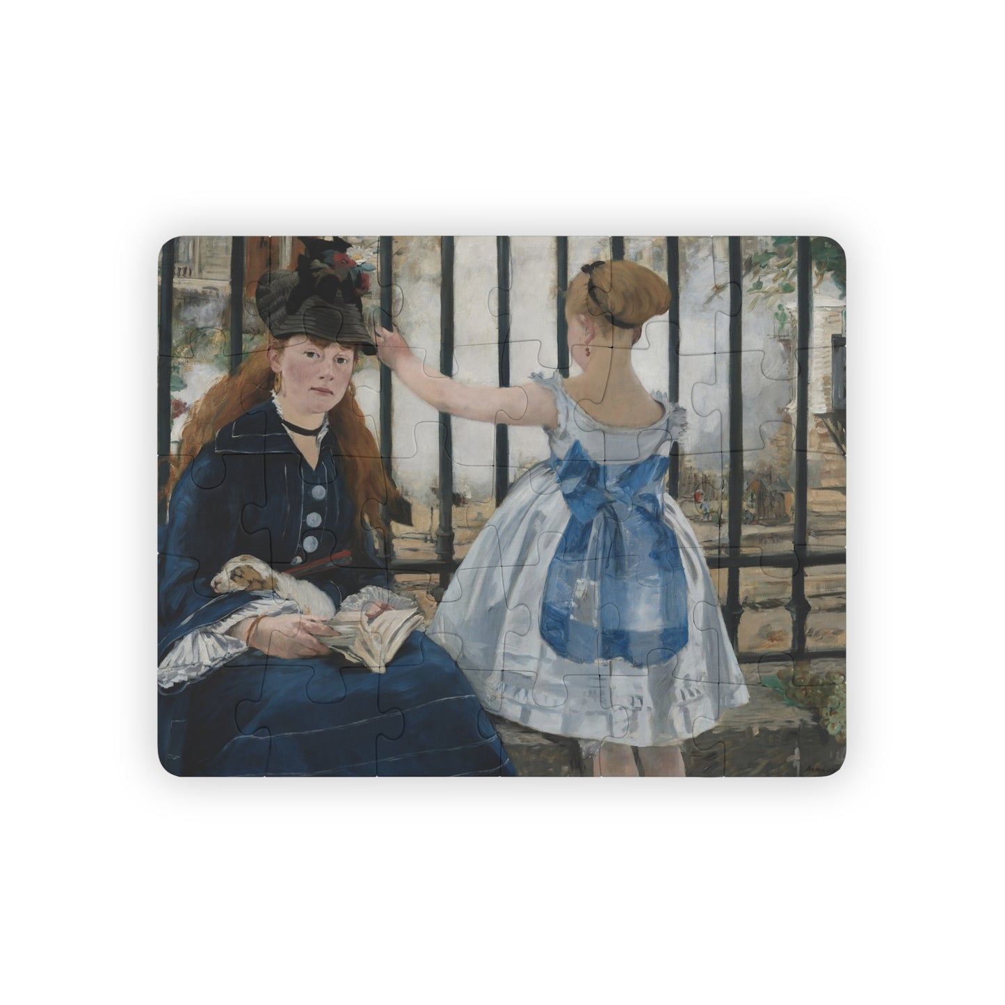 Kids' Puzzle, 30-Piece - Edouard Manet The Railway Impressionist Masterpiece Artwork Educational Jigsaw Game, Children's Art Puzzle Toy, Art