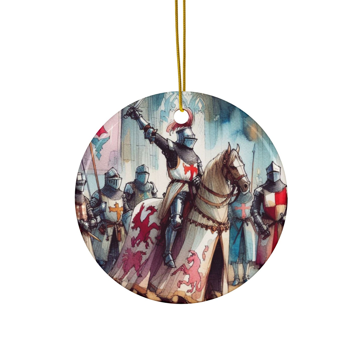 Knights of the Round Table, Camelot, King Arthur, Christmas, Holiday, Gift, Tag, Stocking Stuffer, Ceramic Ornaments, Double-Sided