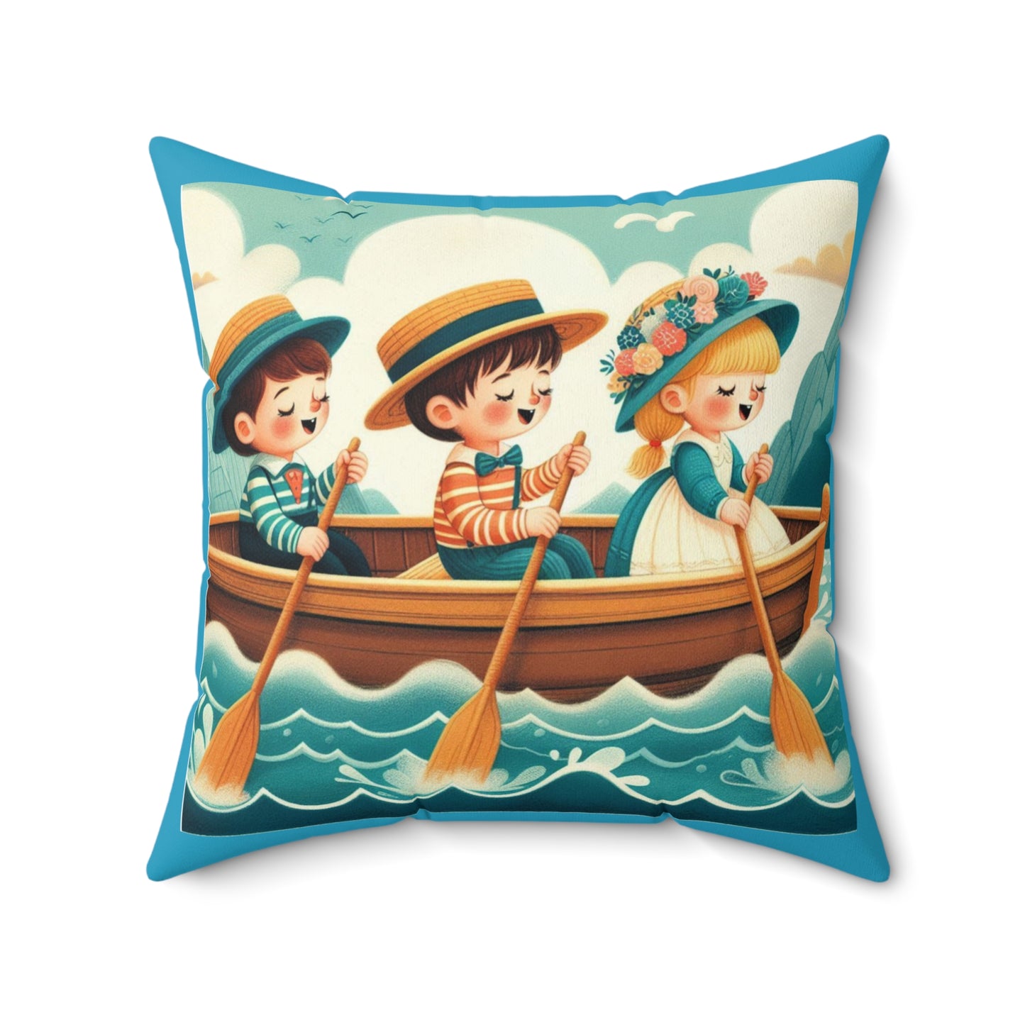 Row Row Your Boat, Nursery Rhyme, Square Pillow, Library, Book Nook, Reading Corner