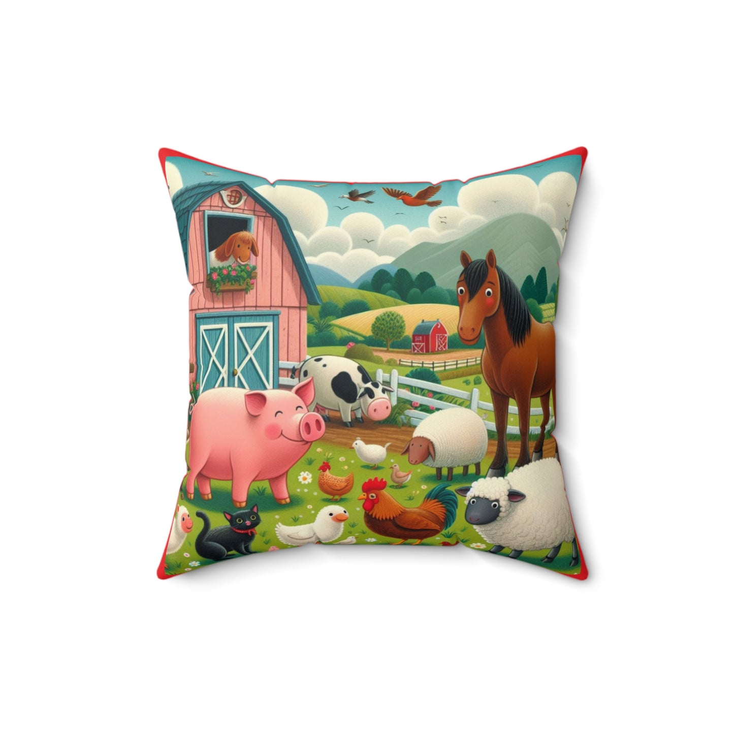 Old MacDonald, Farm, Nursery Rhyme, Square Pillow, Book Nook, Reading Corner, Classroom, Library, Animals, Barn