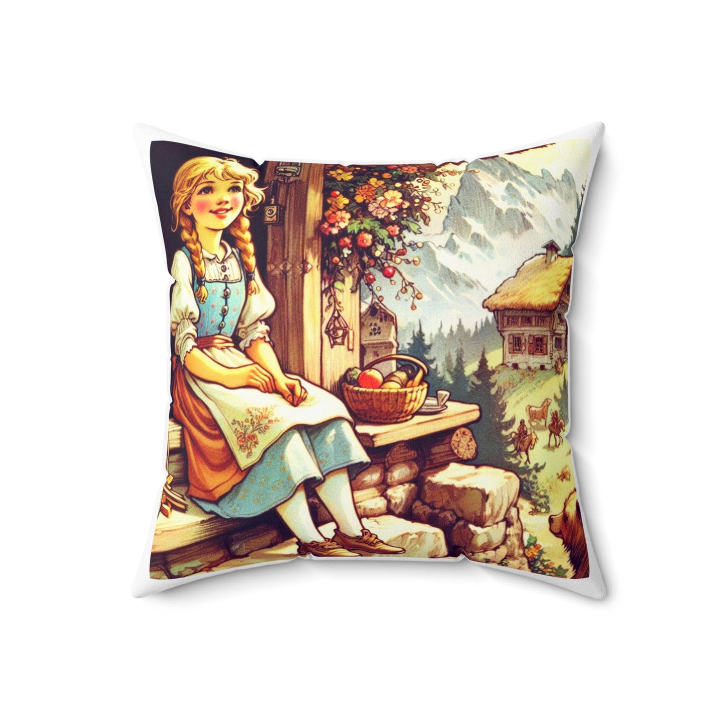 Heidi, Joanna Spyri, Literary Square Pillow, Book Nook, Library Gift