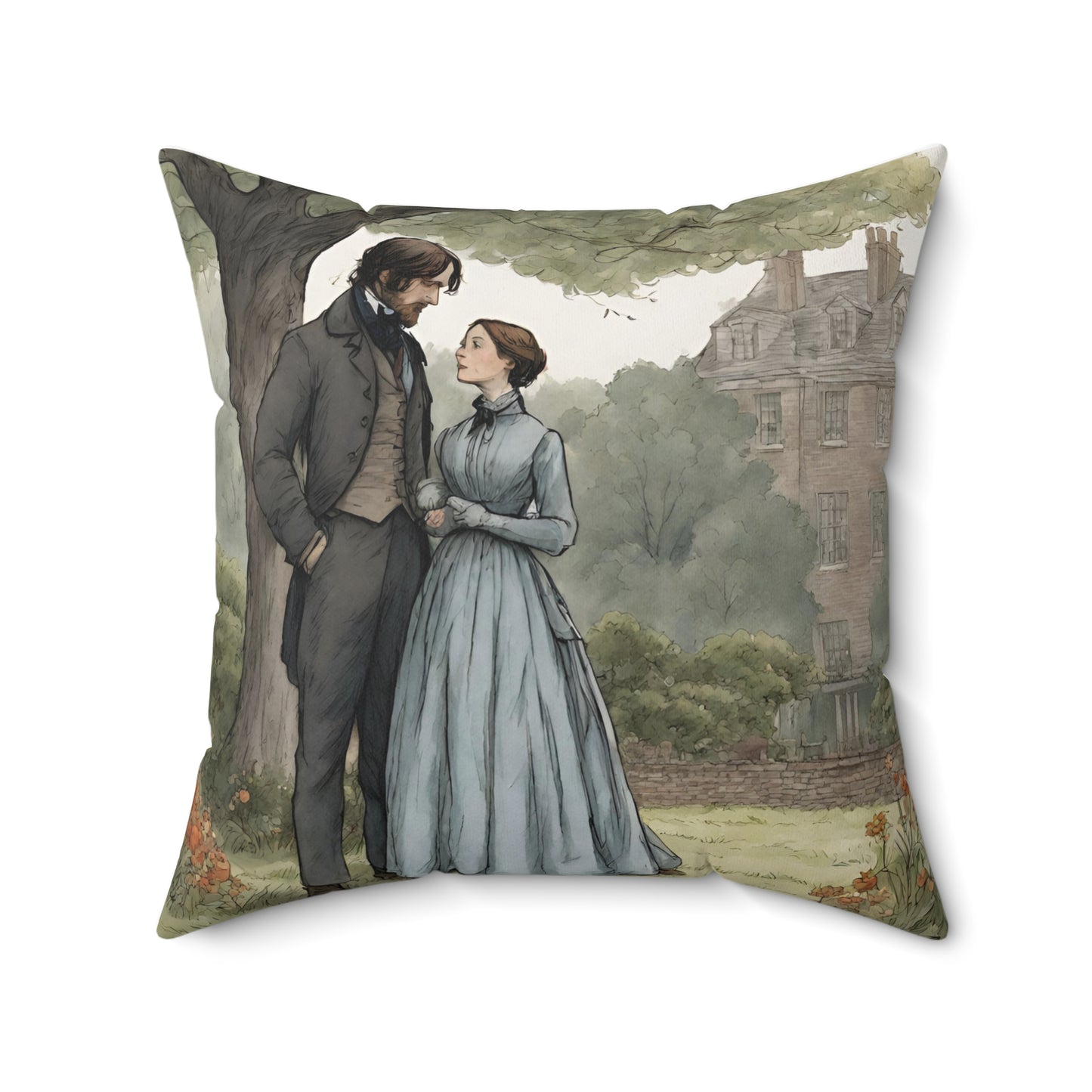 Jane Eyre, Charlotte Bronte, Book, Victorian, Gothic, Square, Pillow, Bedding, Home Decor, Book Nook, Library, Librarian, Gift