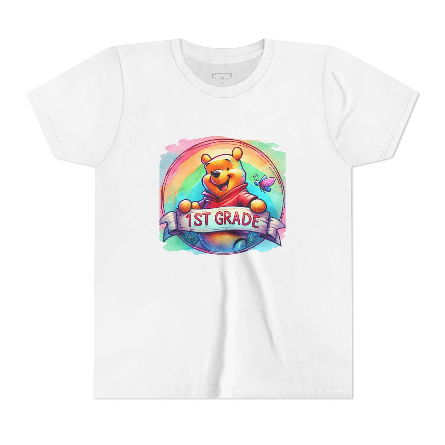 1st Grade Rainbow Winnie the Pooh Bear Youth Tee, Cute Kids Shirt, Back to School Apparel, Birthday Gift, Fun Summer Wear, Classroom Tee,