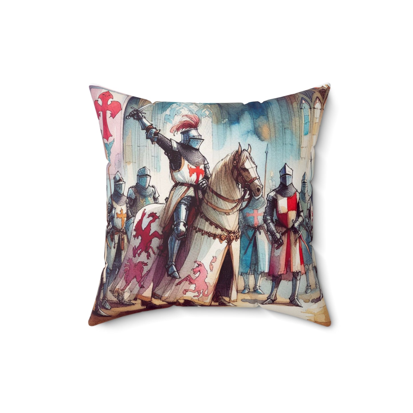 Knights of the Round Table, King Arthur, Camelot, Cushion, Decor, Library, Book Nook, Square Pillow, Gift
