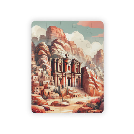 Kids' Puzzle, 30-Piece Petra Seven Wonders Jordan Educational Geography Jigsaw Toy for Children, Geography Learning Puzzle, Travel Gift