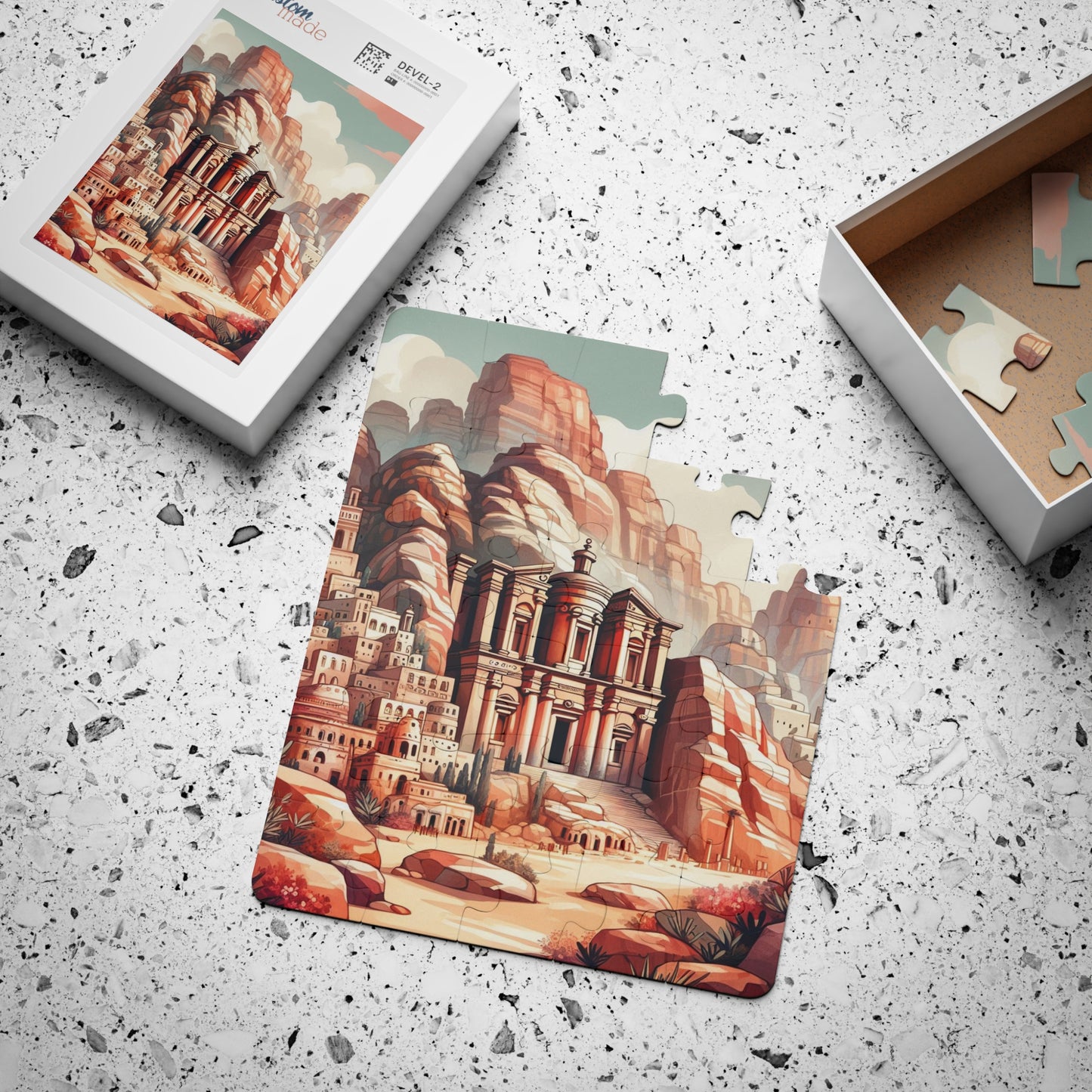 Kids' Puzzle, 30-Piece Petra Seven Wonders Jordan Educational Geography Jigsaw Toy for Children, Geography Learning Puzzle, Travel Gift