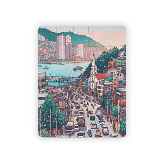 Puzzle Game for Kids, Busan South Korea Geography Educational Gift, 30-Piece Jigsaw Toy, Children's Travel Puzzle, Learning Activity Set,