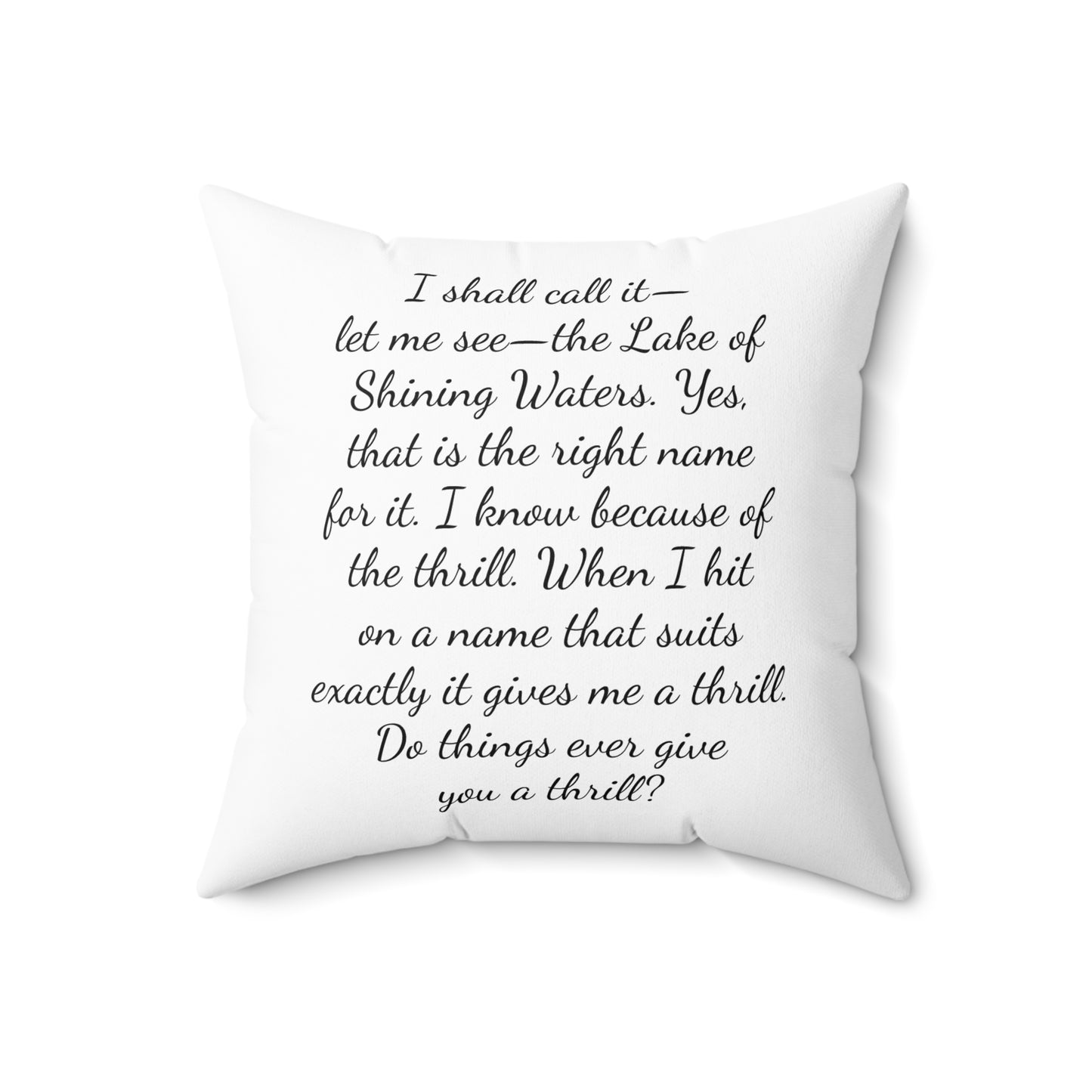 Literary Pillow, Anne of Green Gables, Spring Summer Decor, Book Nook, Library, Lucy Maud Montgomery, Lake of Shining Waters, Spun Polyester