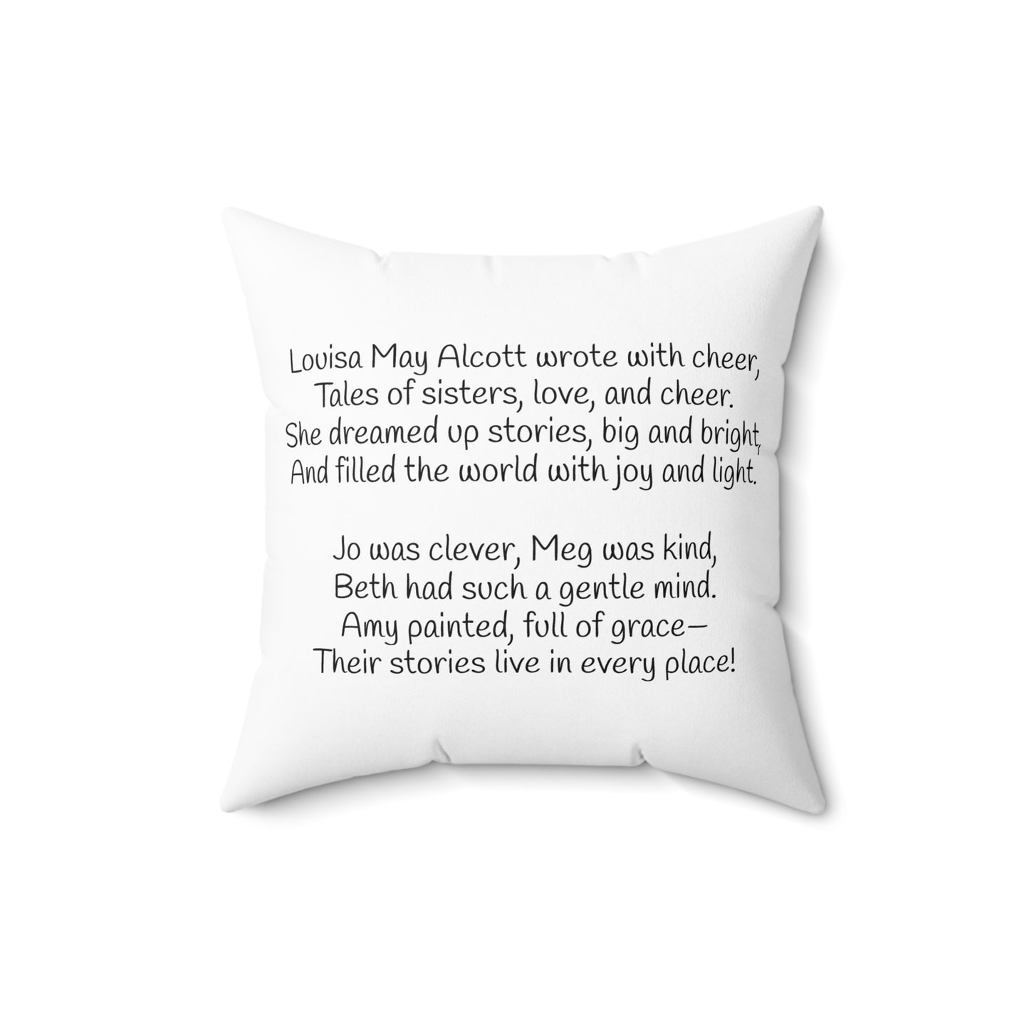 Literary Pillow, Louisa May Alcott, Little Women, Whimsical Home Decor, Book Nook, Library Cushion, Writer Gift, Spun Polyester Square