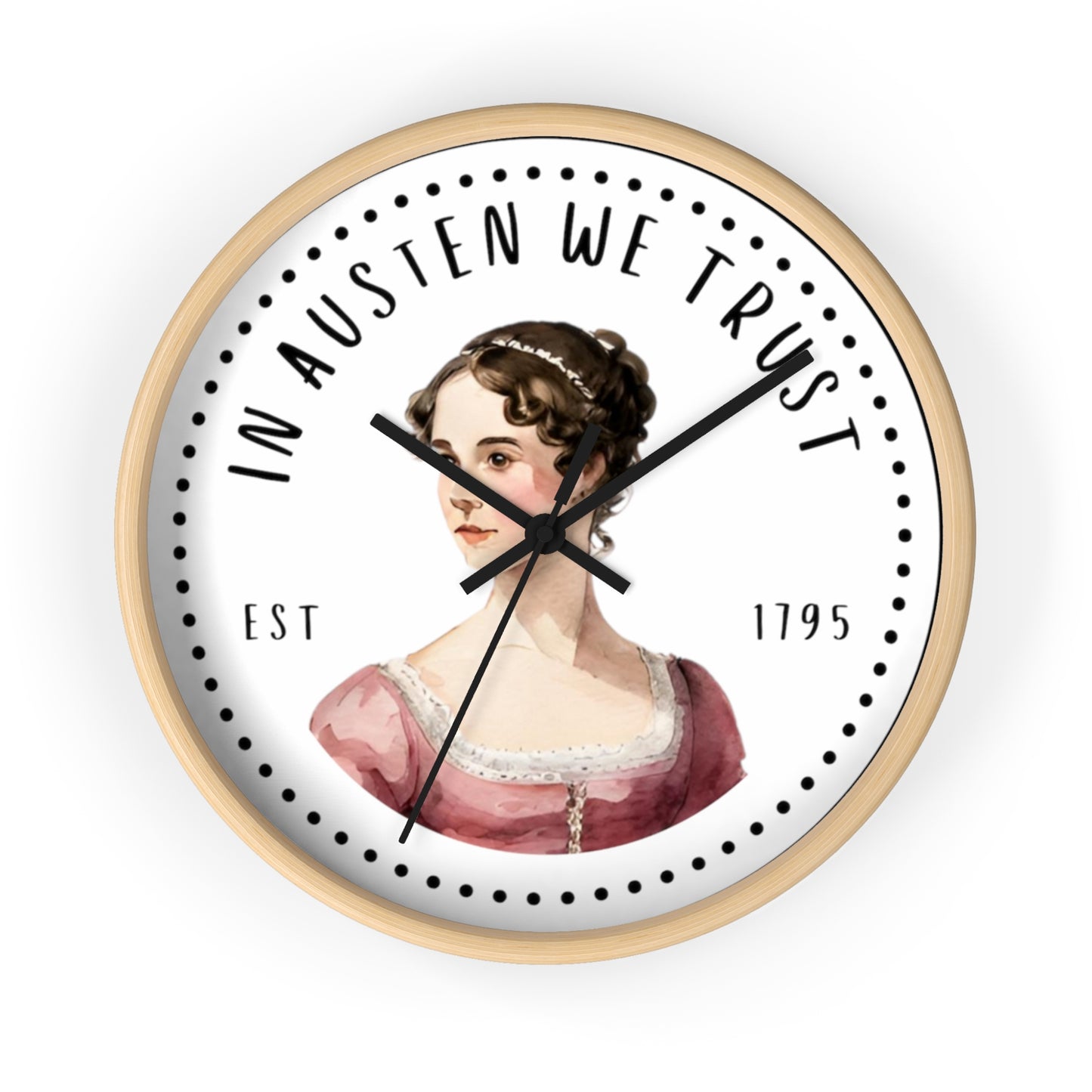Literary Themed Wall Clock - Jane Austen Inspired Décor, Gift for Book Lovers, Home Office Wall Art, Vintage Style Clock, Literary