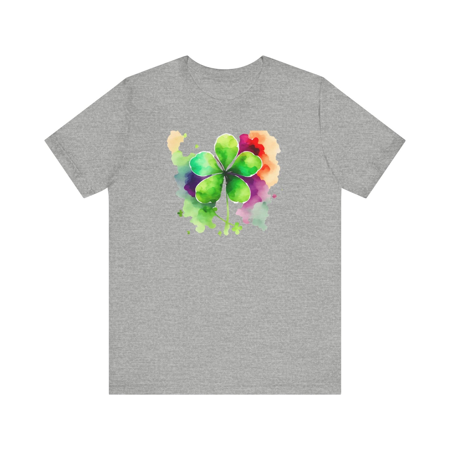 Cute, Watercolor, Four Leaf Clover, St. Patrick's Day, Unisex Jersey Short Sleeve Tee, T-shirt