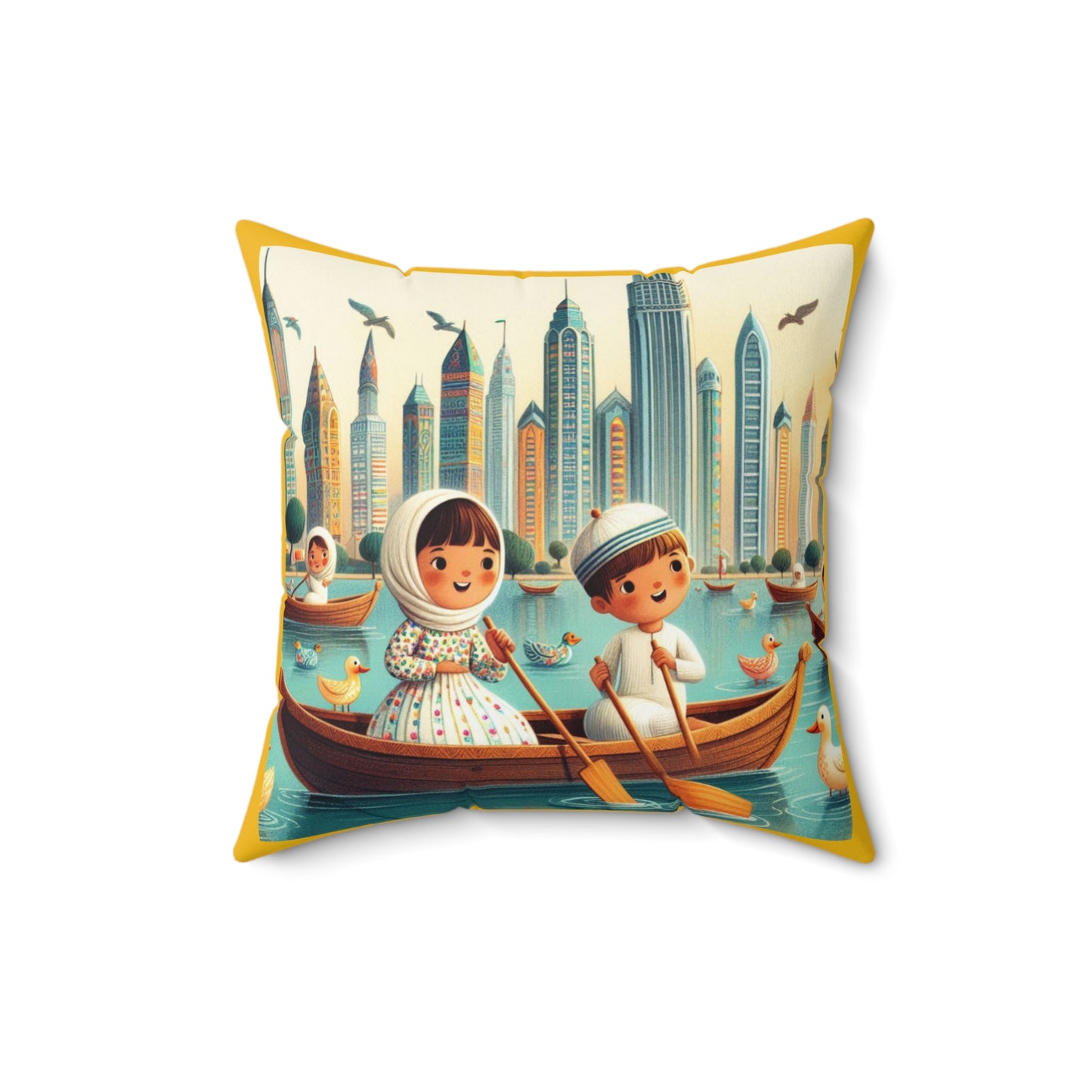 Dubai, Arabic, Row Row Your Boat, Square Pillow, Nursery Rhyme, Library, Book Nook, Reading Corner, Educational, Gift