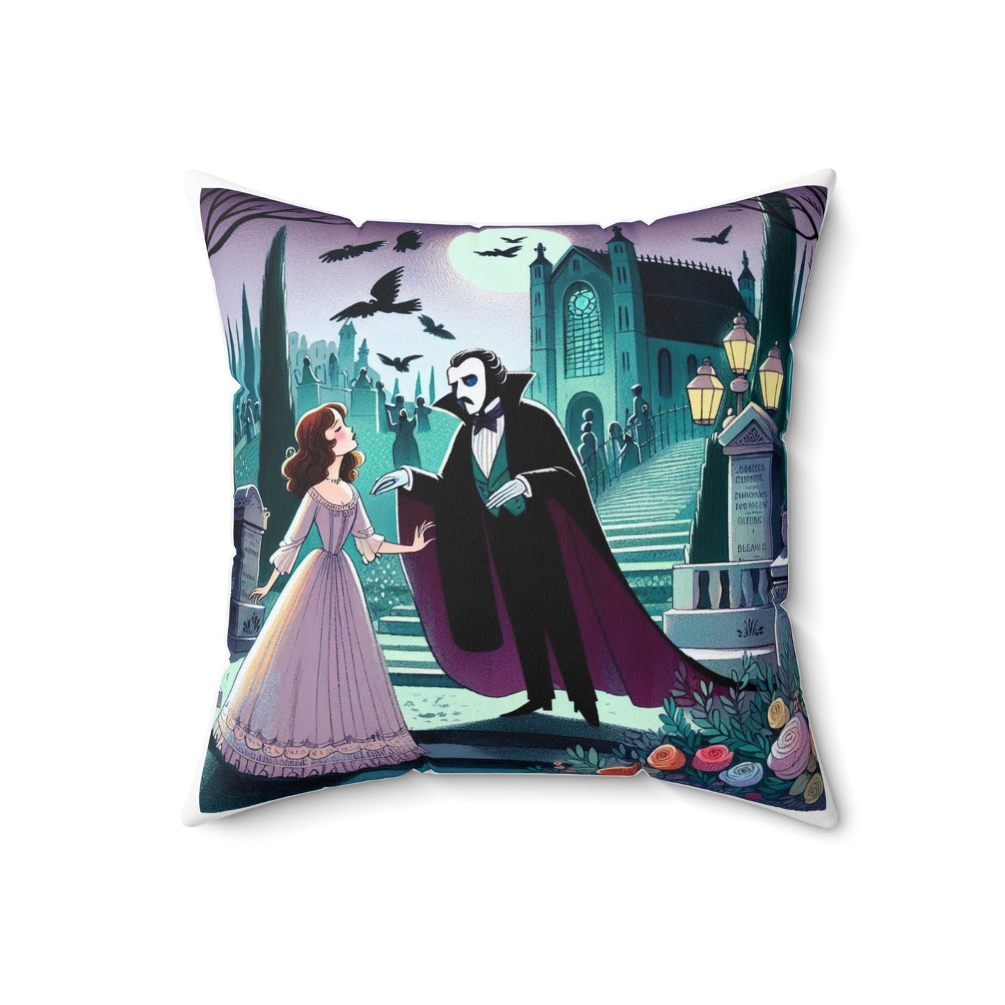 Gothic Couple Series, Phantom of the Opera, Christine and Erik, Gaston Leroux, Literary Pillow, Square Pillow, Book Nook, Library, Decor