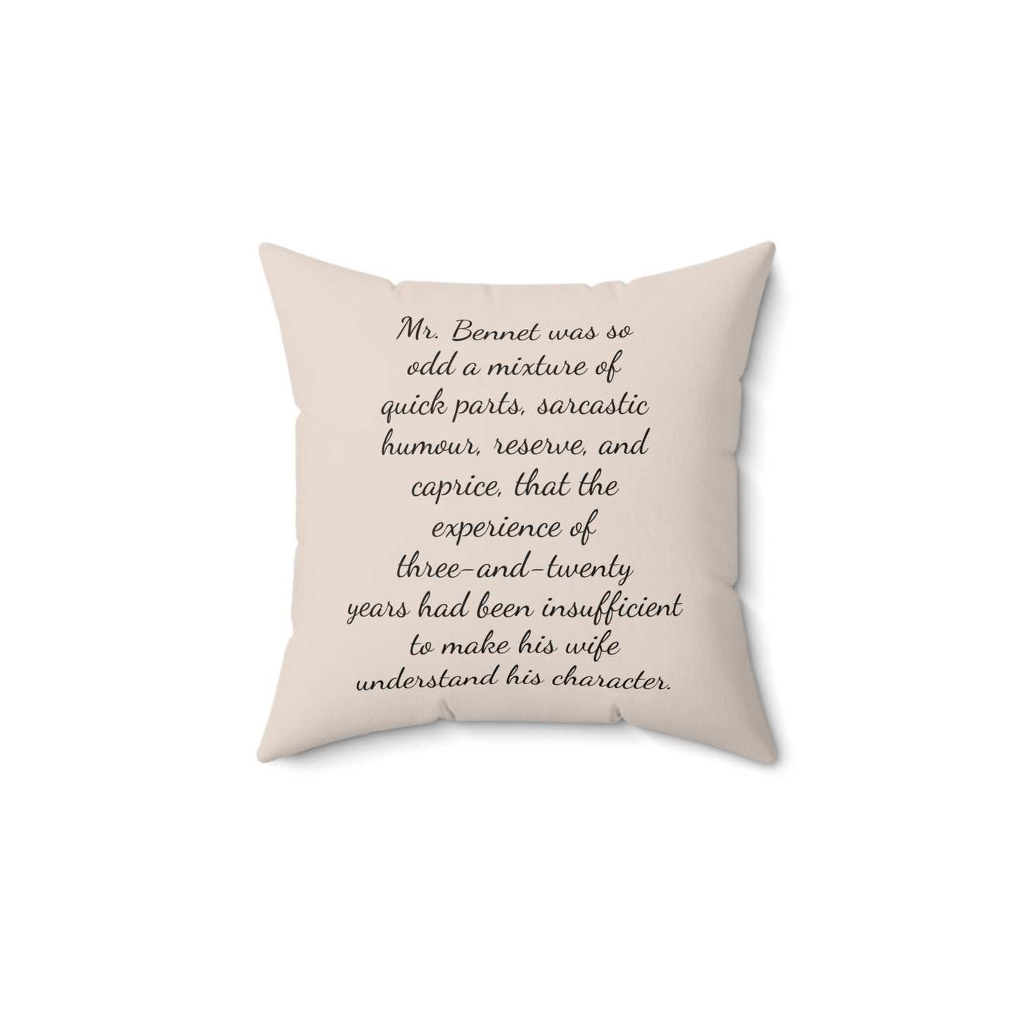 Literary Square Pillow, Pride and Prejudice Regency Quote, Jane Austen Fan Gift, Mr Bennett Family Pillow, Austenite Home Decor