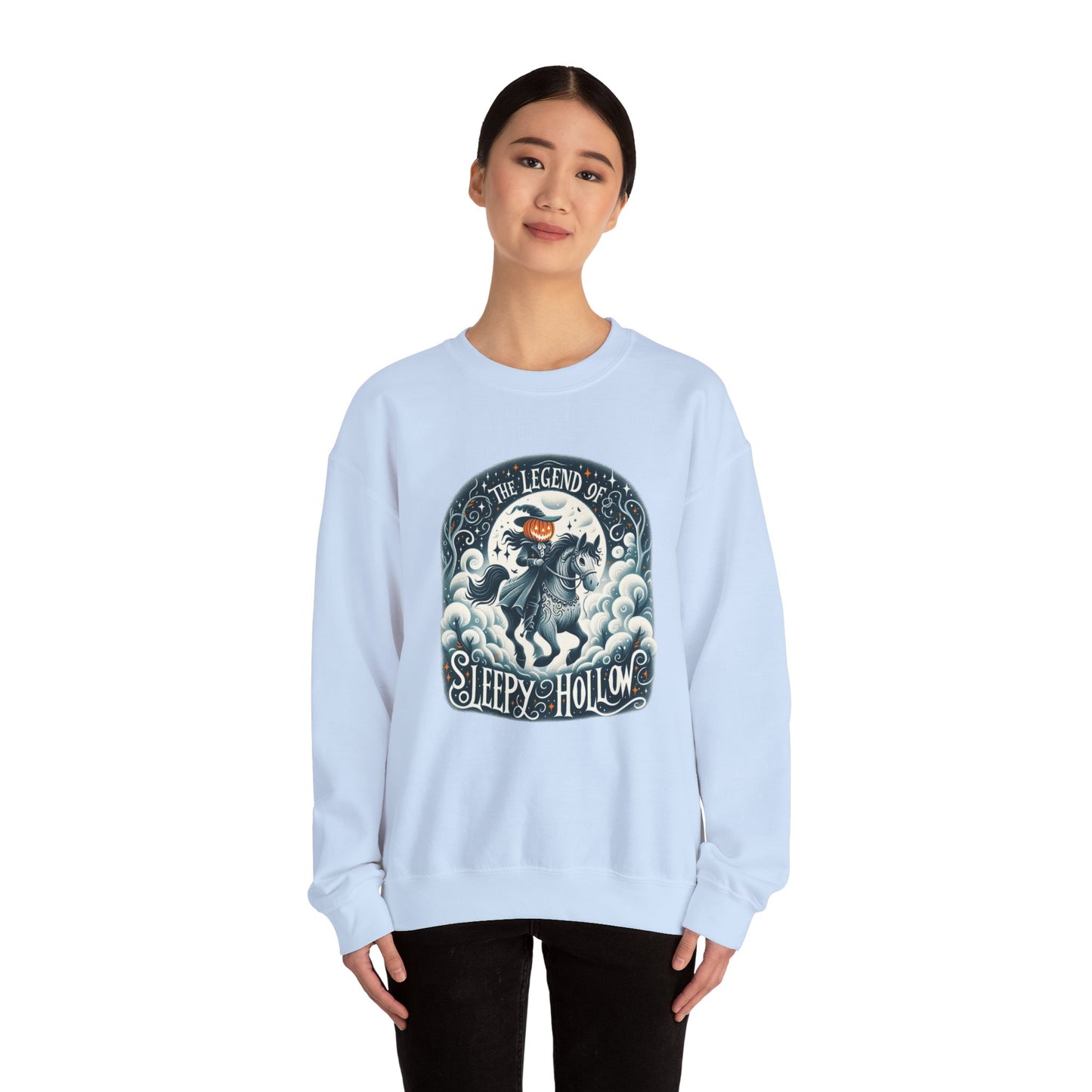 Legends of Sleepy Hollow Crewneck Sweatshirt, Halloween Fall Apparel, Pumpkin Design, Spooky Gift, Cozy Unisex Sweatshirt