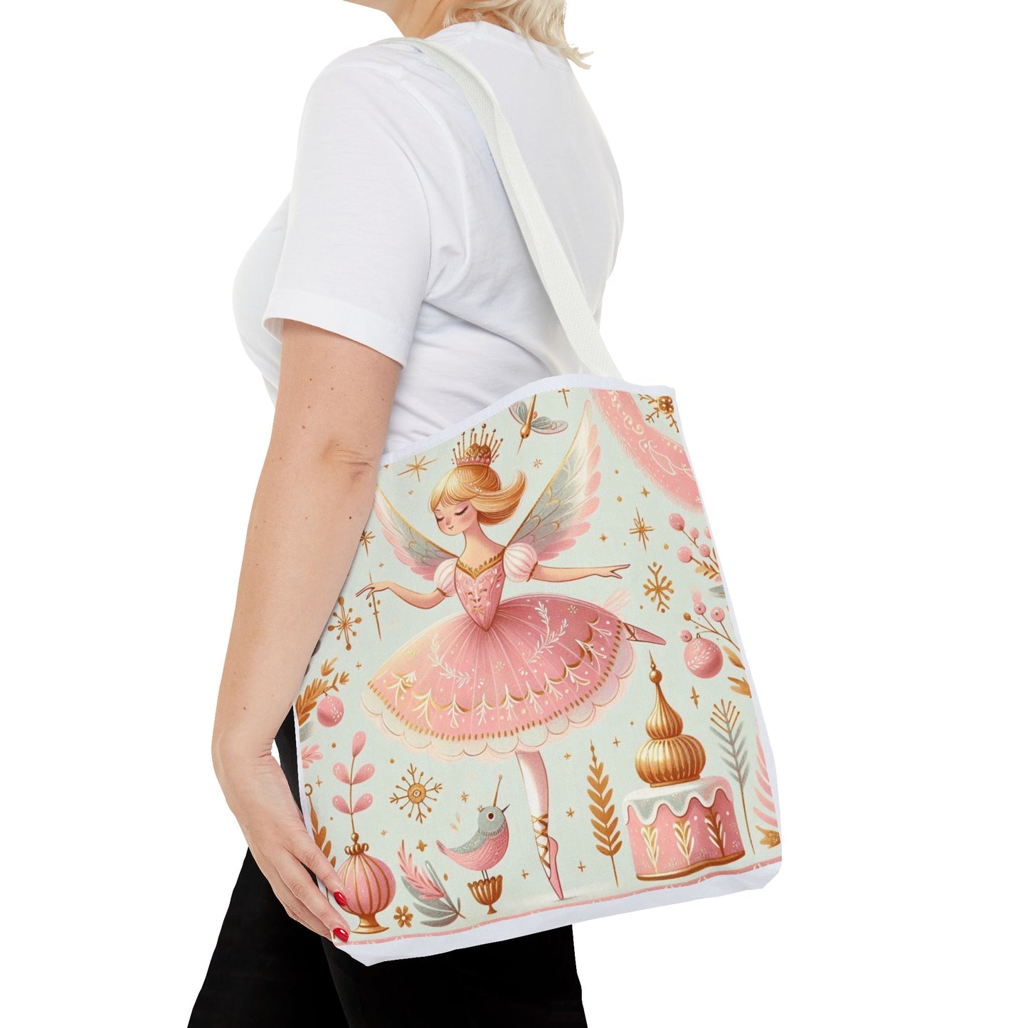 Sugar Plum Fairy Nutcracker Ballet Dance Tote Bag, Dancer, School & Book Bag (AOP)