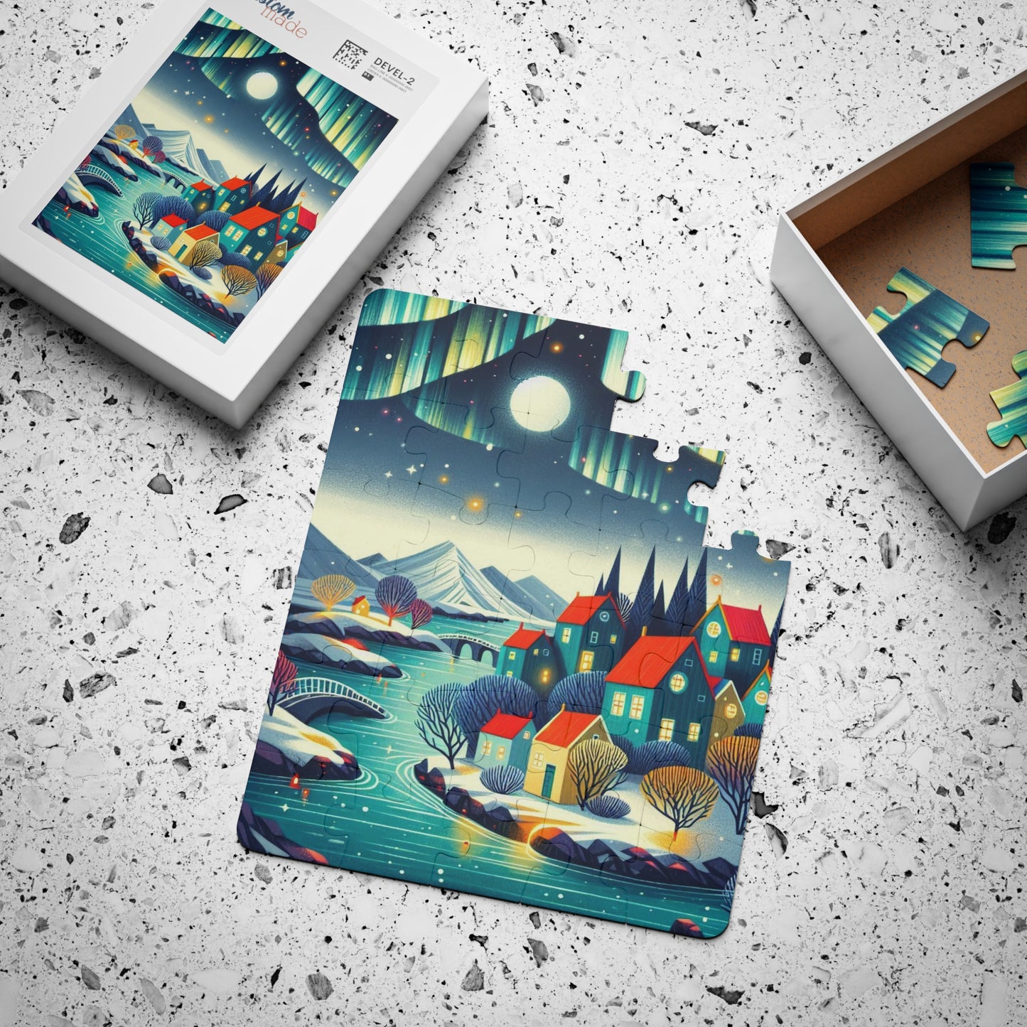Northern Lights Iceland Winter Educational Geography Kids Puzzle 30-Piece, Jigsaw Puzzle for Kids, Children's Puzzle Toy, Travel Theme