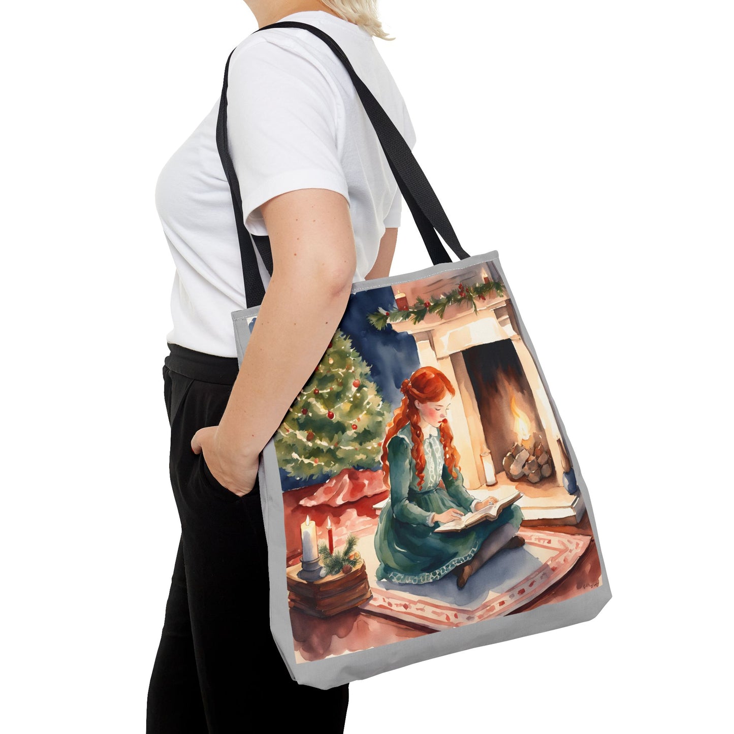 Literary Christmas Tote Bag - Anne of Green Gables Holiday Gift, Lucy Maud Montgomery Book Lover Shoulder Bag, Bookish Literary Tote,