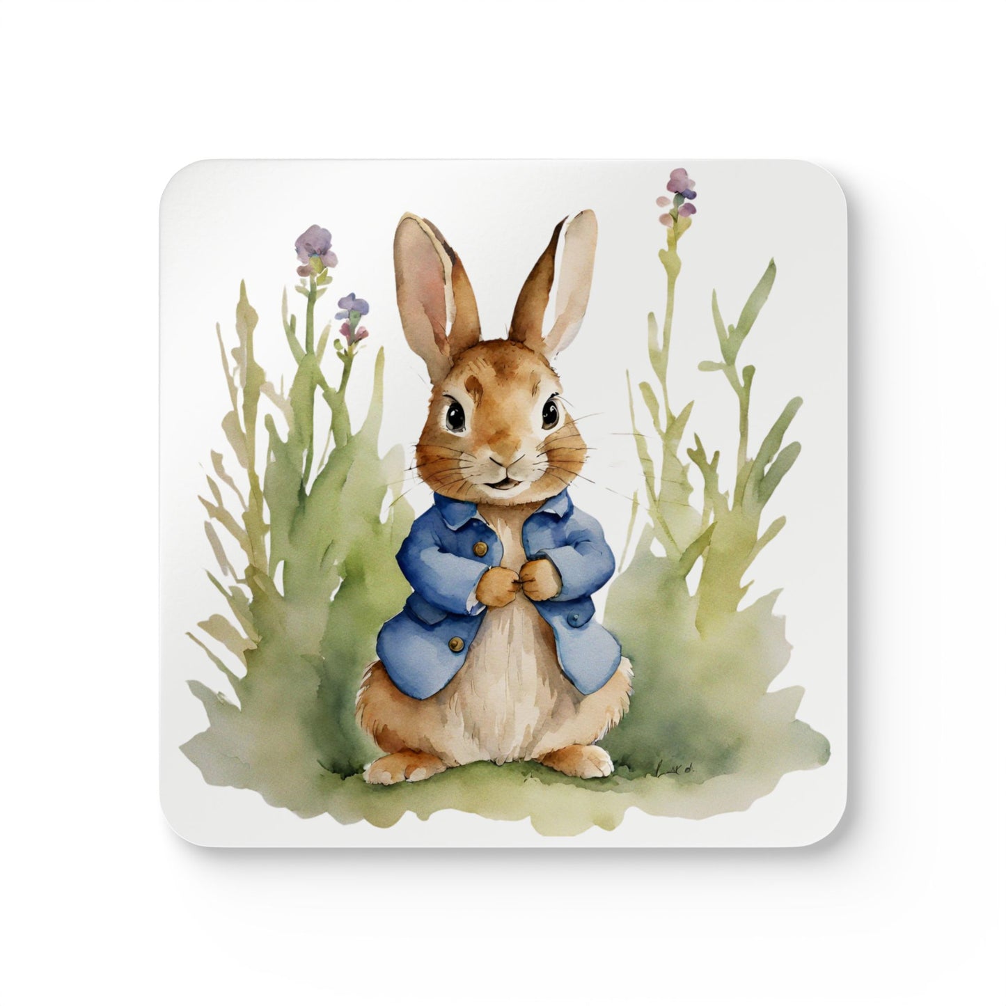 Charming Peter Rabbit Corkwood Coaster Set, Rustic Home Decor, Gift for Tea Lovers, Kids Room Decor, Easter Tableware