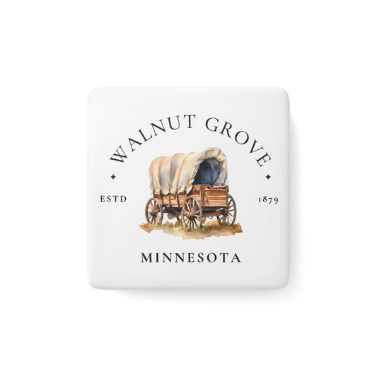 Little House on the Prairie, Walnut Grove, Laura Ingalls Wilder, Porcelain Magnet, Square, Gift