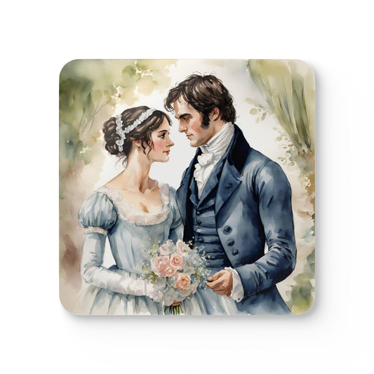 Coaster Set, Pride and Prejudice Jane Austen Regency Darcy Elizabeth Wedding Gift, House Bar Accessory, Housewarming Present, Artistic