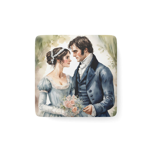 Regency Pride and Prejudice Porcelain Magnet - Gift for Book Lovers, Stocking Stuffer, Darcy and Elizabeth Fans, Literary Decor, Wedding